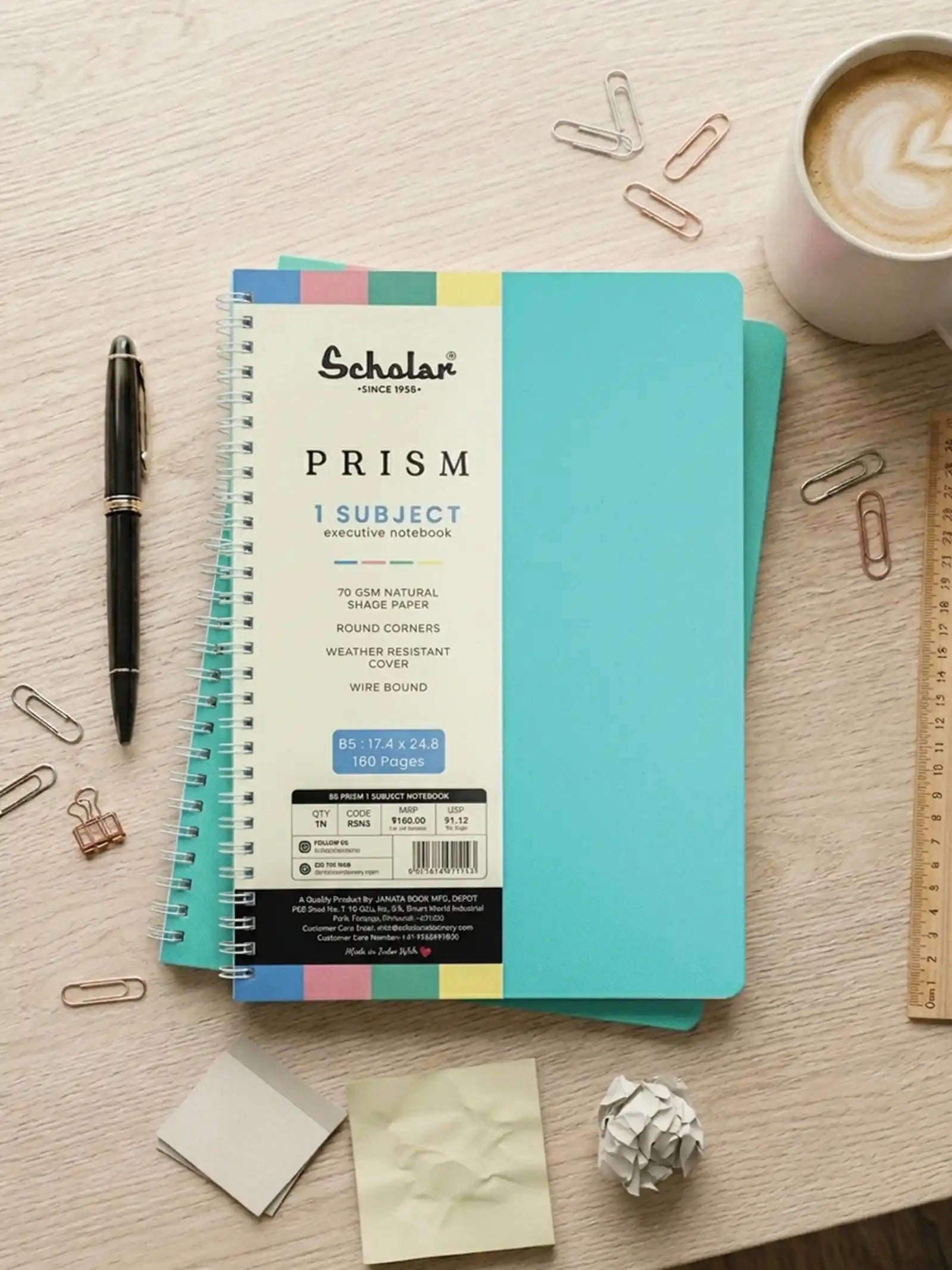 Scholar Prism One Subject Notebook - Mint Green (RSN)