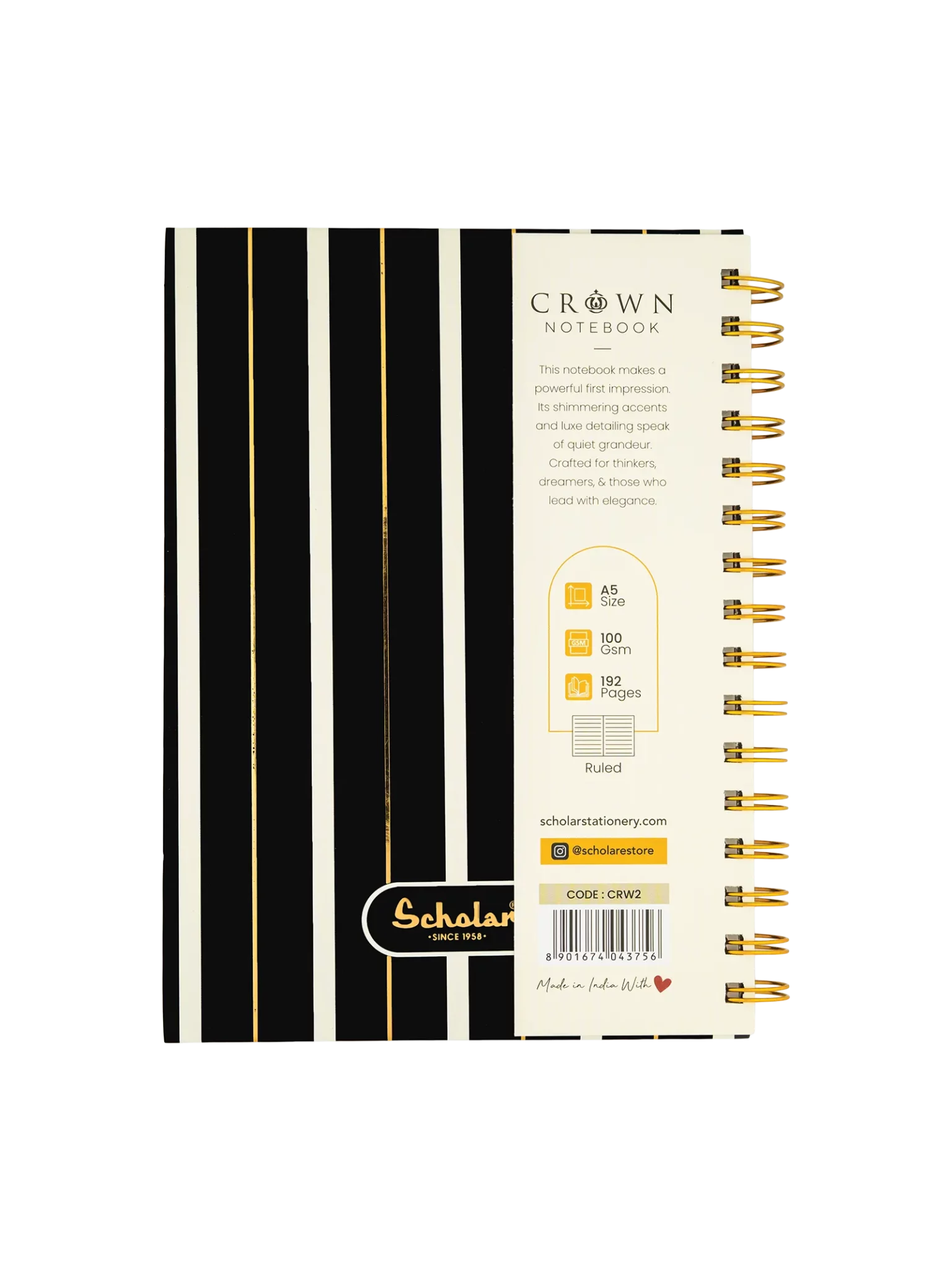 Scholar 192 Pages Ruled Notebook – Crown (CRW) - Design B