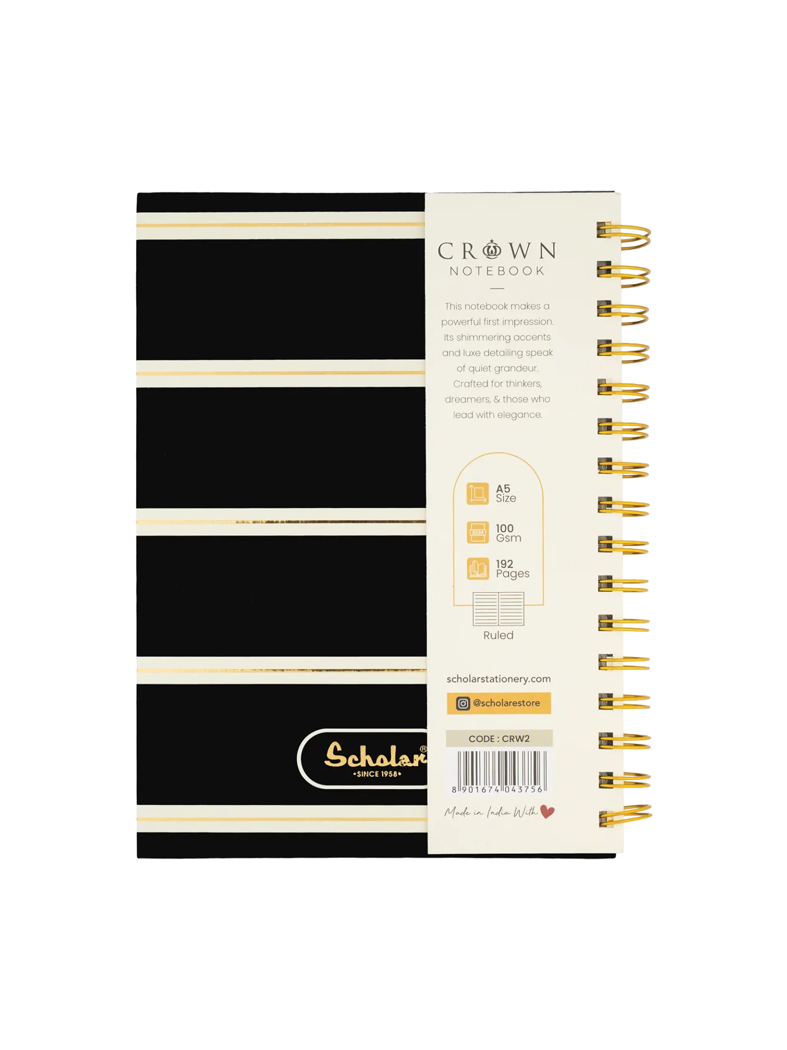 Scholar 192 Pages Ruled Notebook – Crown (CRW) - Design C