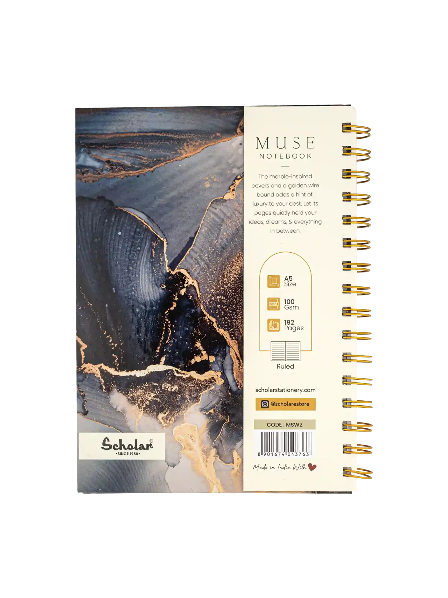 Scholar 192 Pages Ruled Notebook – Muse (MSW) Design C
