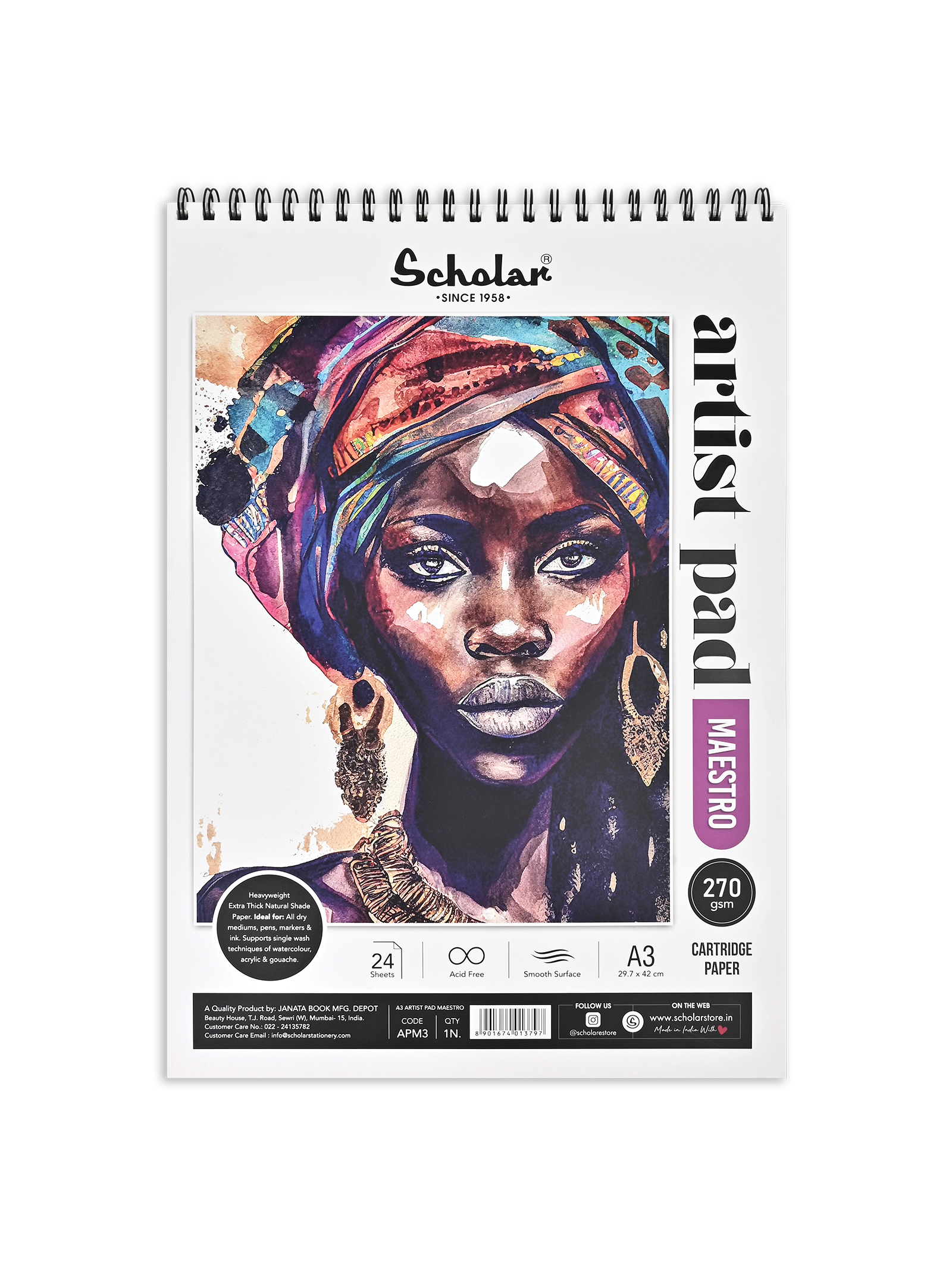 270 Gsm Artist Pad - Maestro (24 Sheets) (APM)