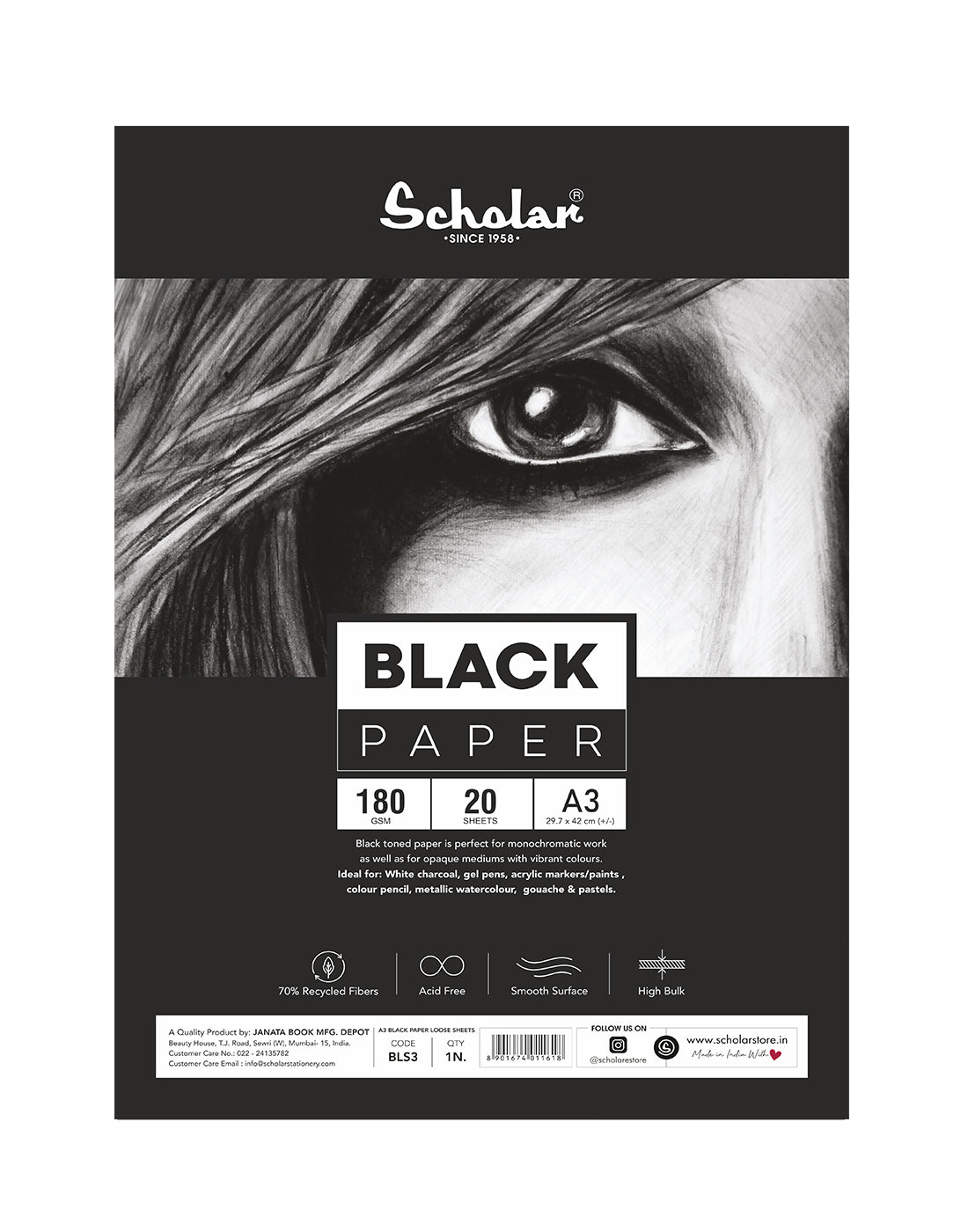 180 Gsm Black Paper - Loose Sheets (BLS)