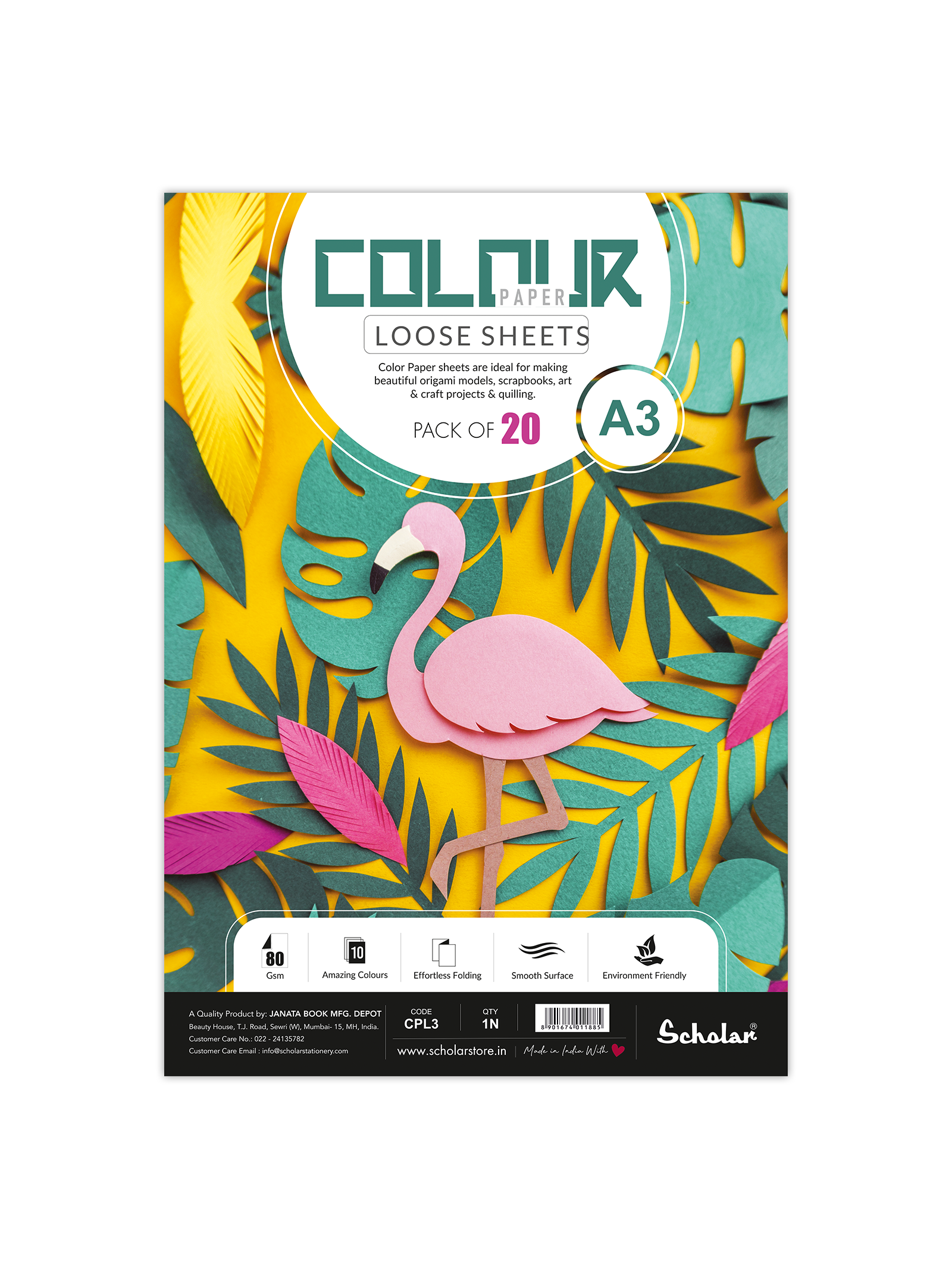 80 Gsm Colour Paper Loose Sheets - 10 Shades (CPL)
