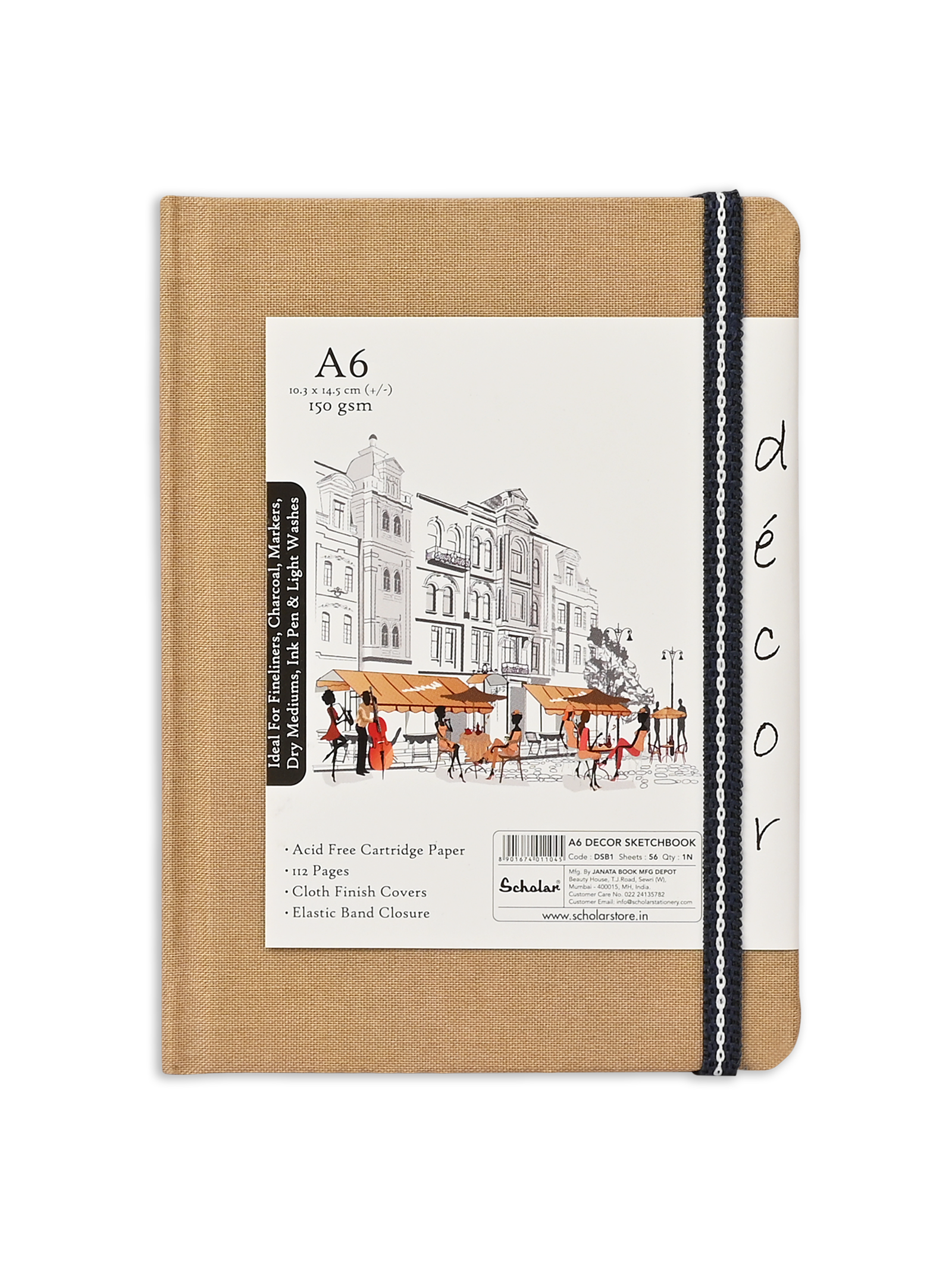 (150 Gsm Decor Sketch Book (56 Sheets) (DSB) - Khakhi