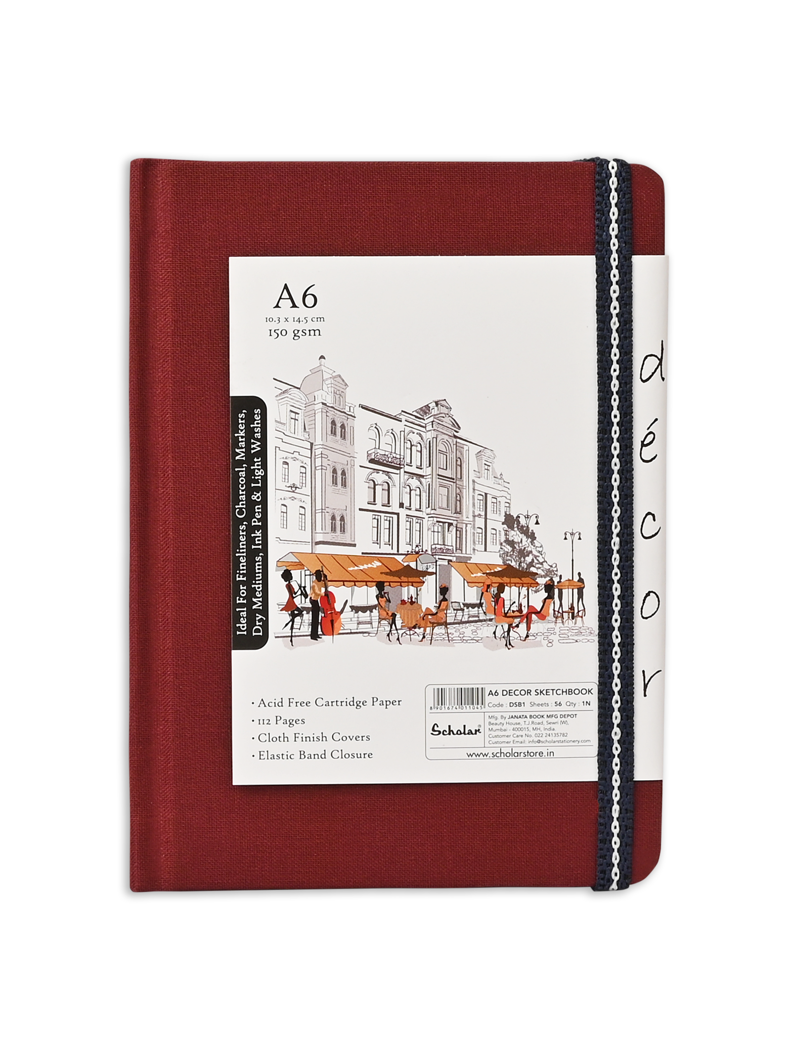 150 Gsm Decor Sketch Book (56 Sheets) (DSB) - Red