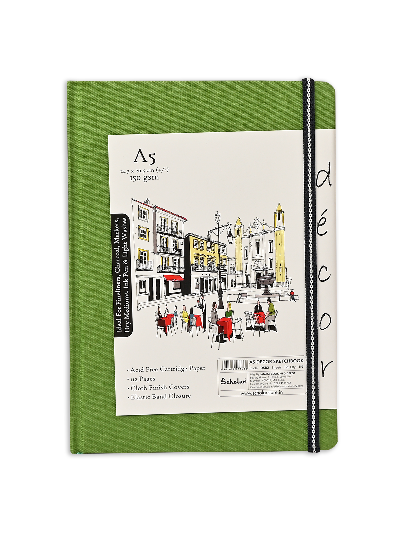 (150 Gsm Decor Sketch Book (56 Sheets) (DSB) - Green