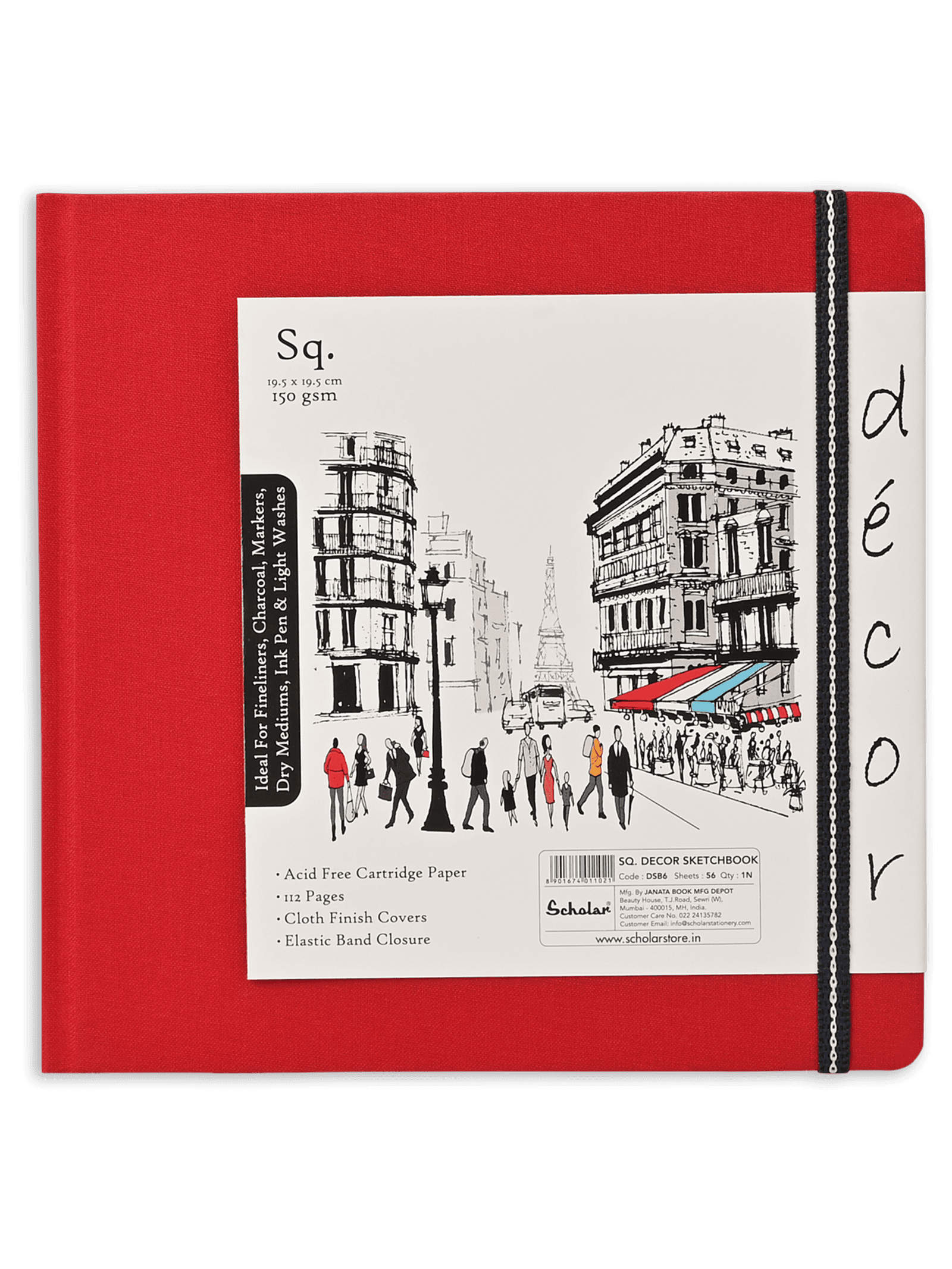 150 Gsm Decor Sketch Book (56 Sheets) (DSB) - Red
