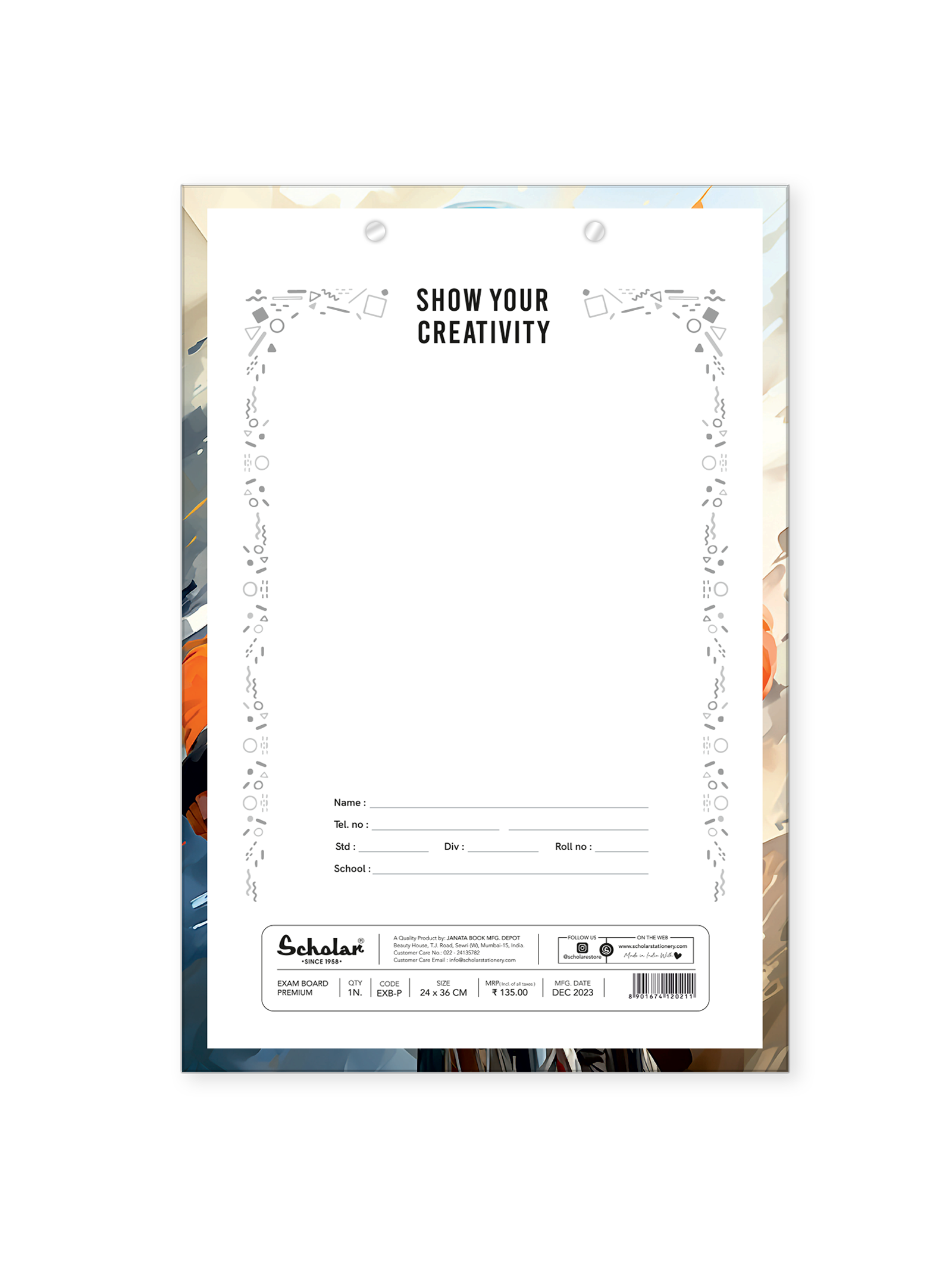 Scholar Premium Exam Board | Clip Board | Size - 24 cm x 36 cm | Pack of 2