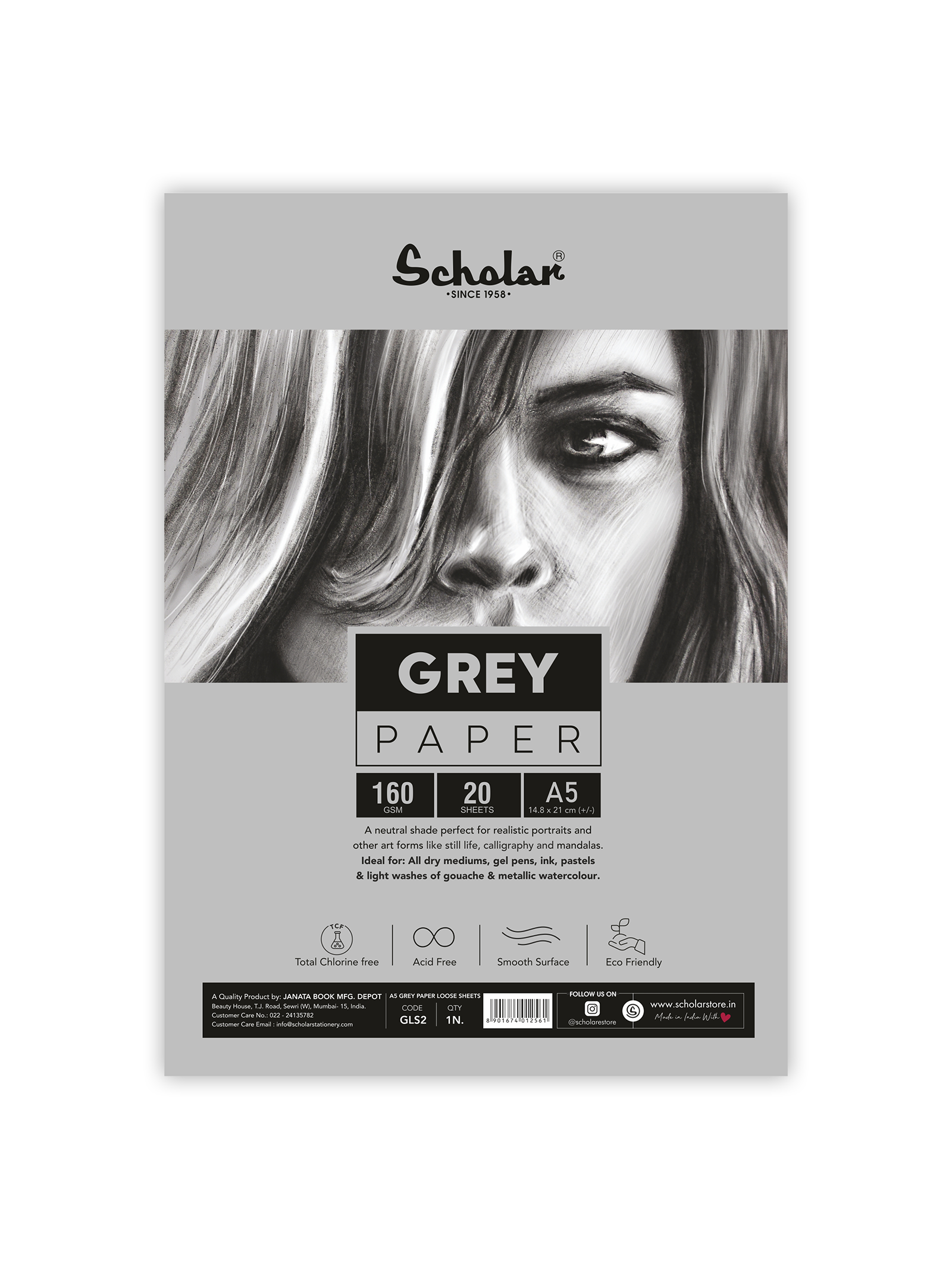 160 Gsm Grey Toned Paper - Loose Sheets (GLS2-6)