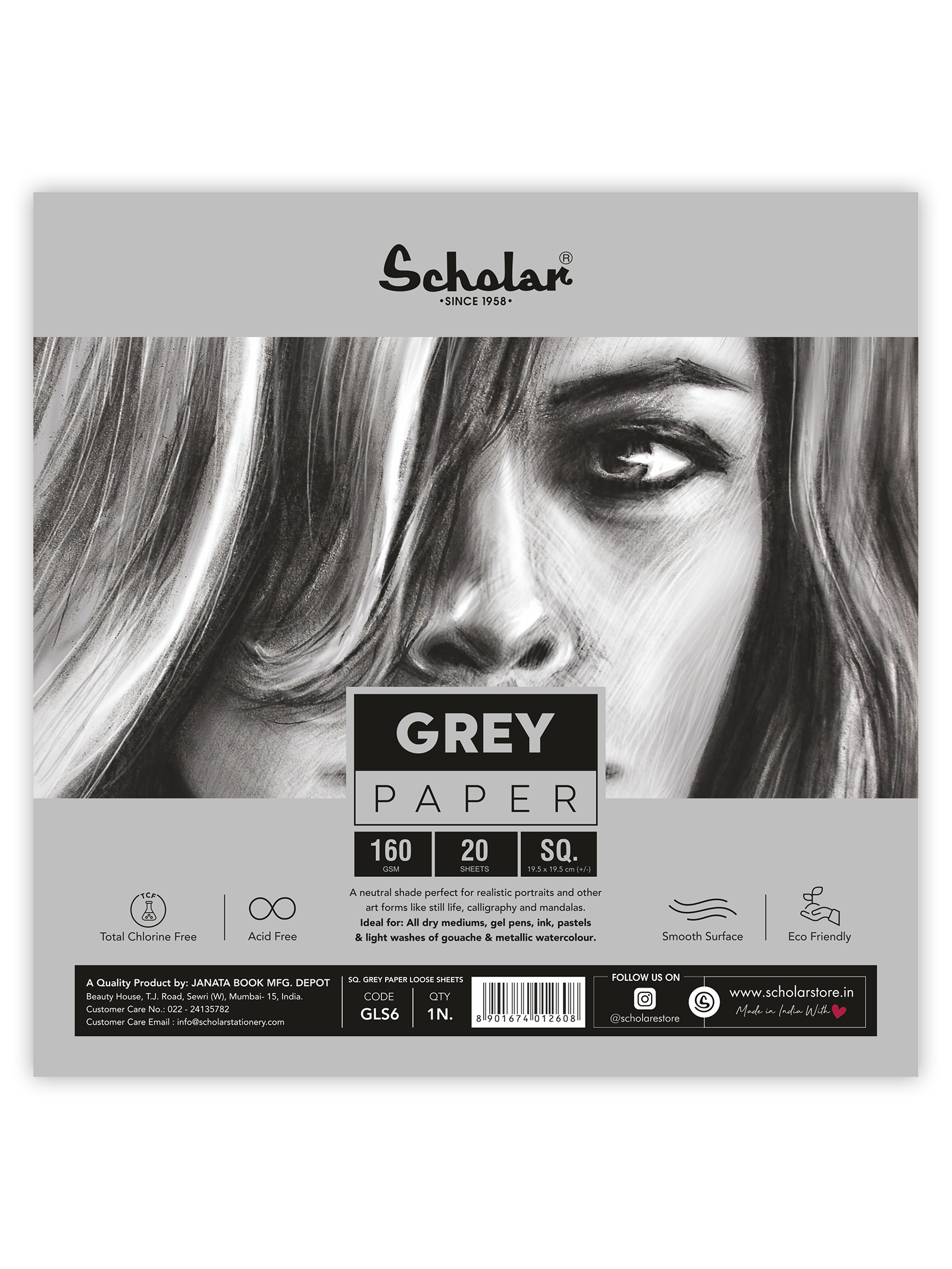 160 Gsm Grey Toned Paper - Loose Sheets (GLS2-6)