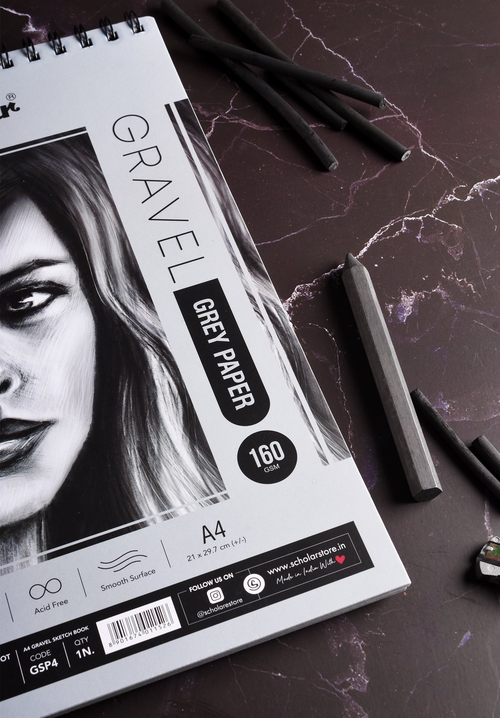 160 Gsm Grey Paper Gravel Sketch Pad (40 Sheets) (GSP)