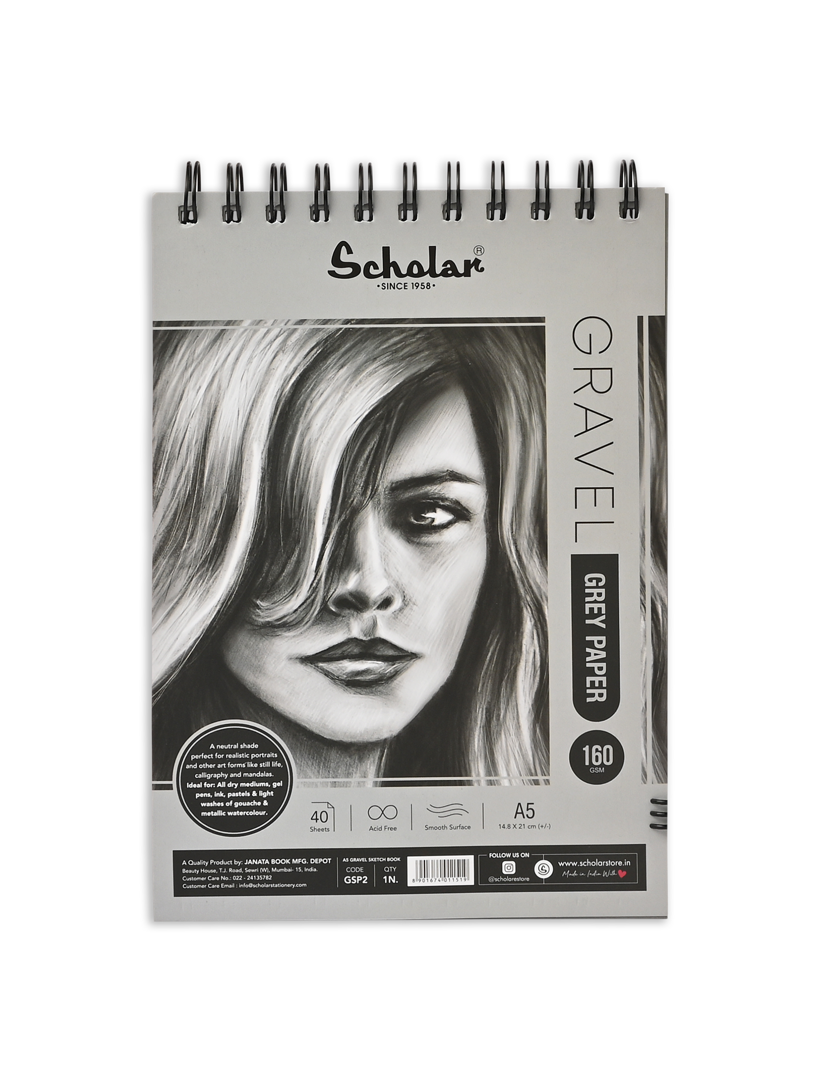 160 Gsm Grey Paper Gravel Sketch Pad (40 Sheets) (GSP)