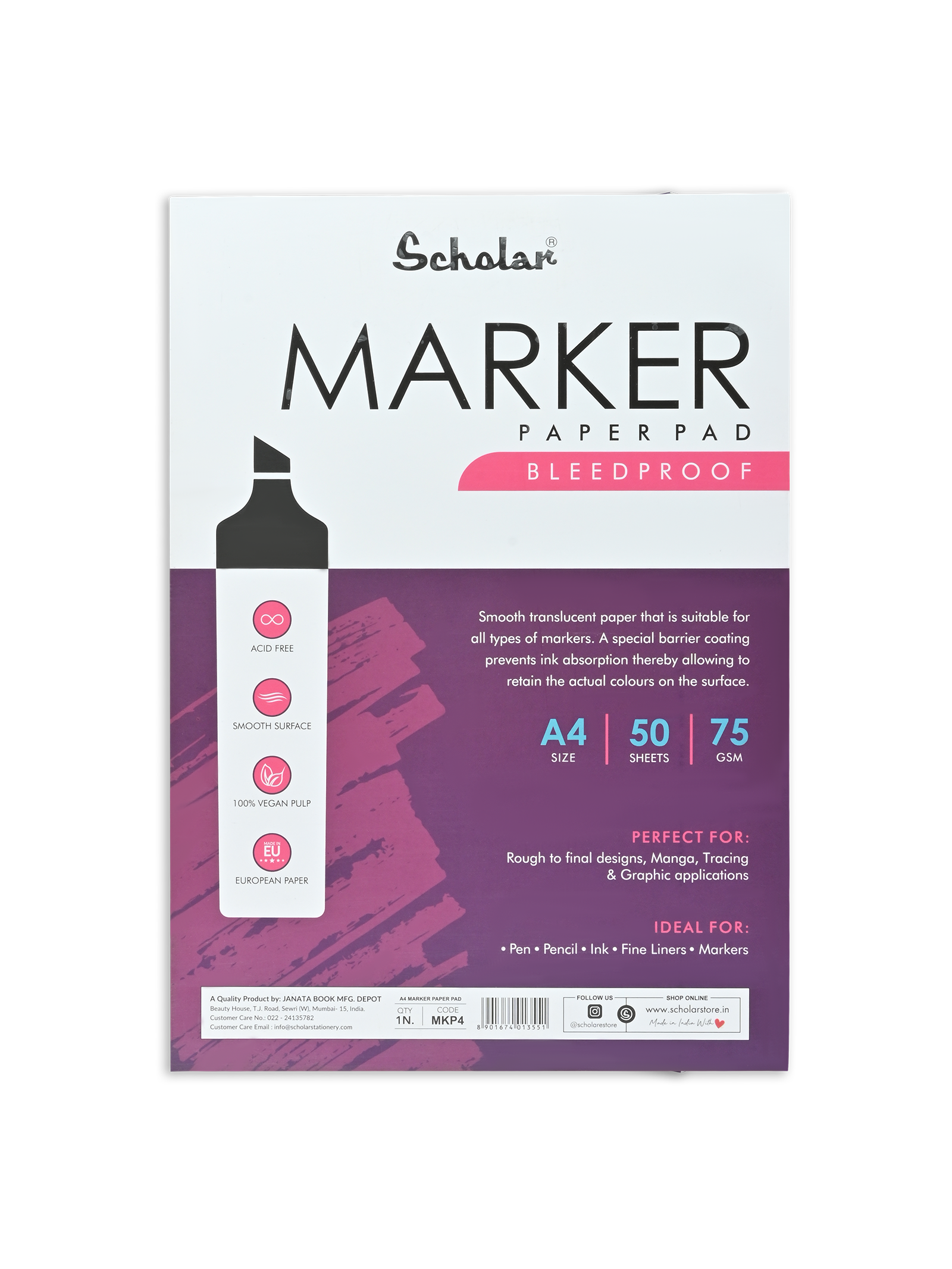 75 Gsm Marker Paper Pad - Glue Bound (50 Sheets) (MKP)