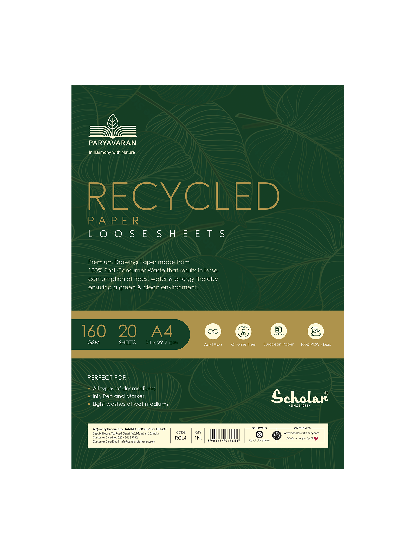 160 Gsm 100% Recycled Loose Sheets (RCY)