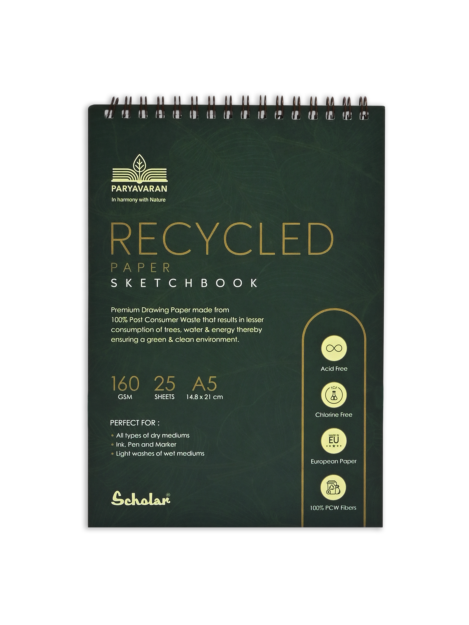 160 Gsm 100% Recycled Sketch Book (25 Sheets) (RCY)