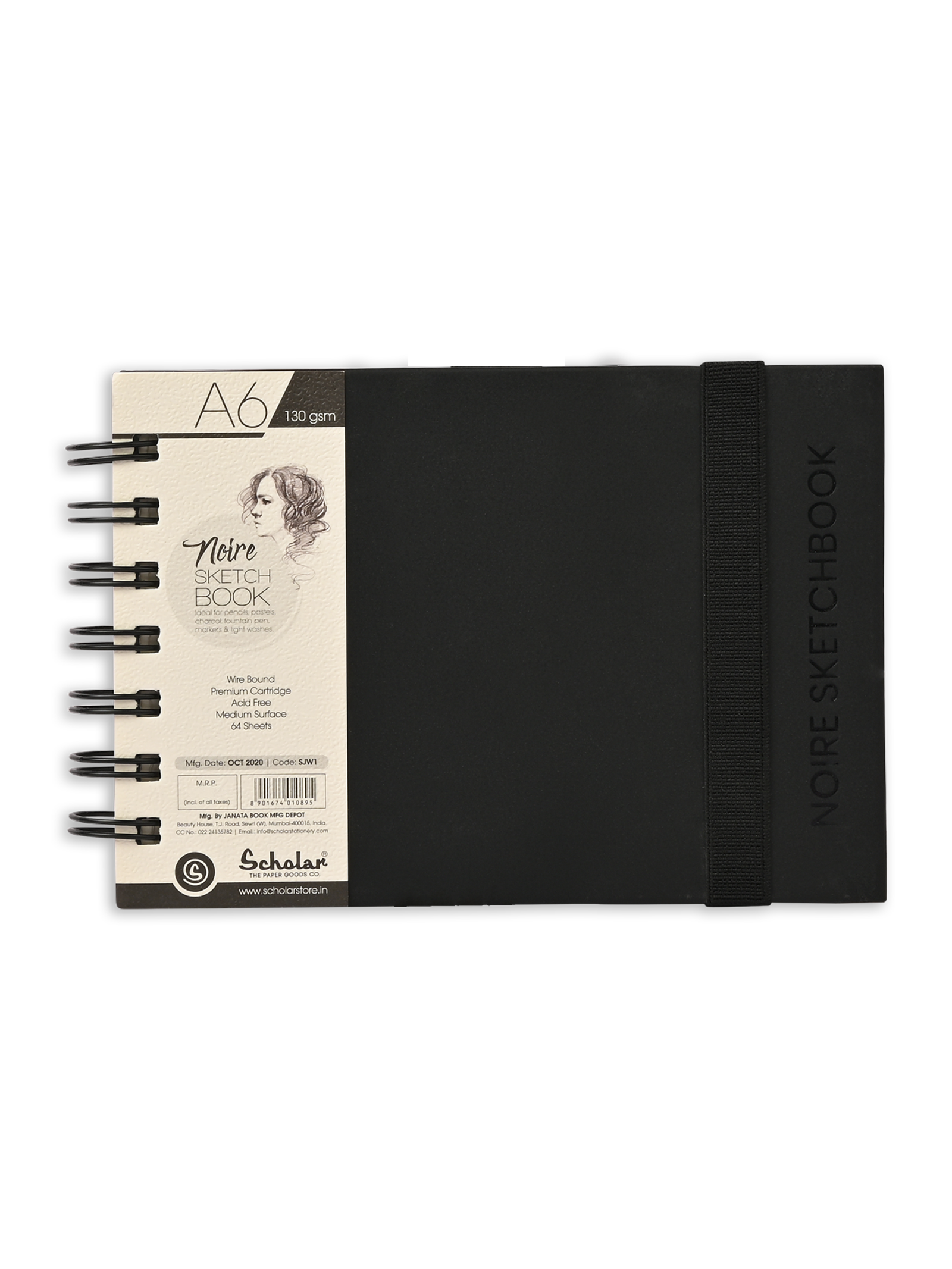 130 Gsm Noire Sketch Book (64 Sheets) (SJW)