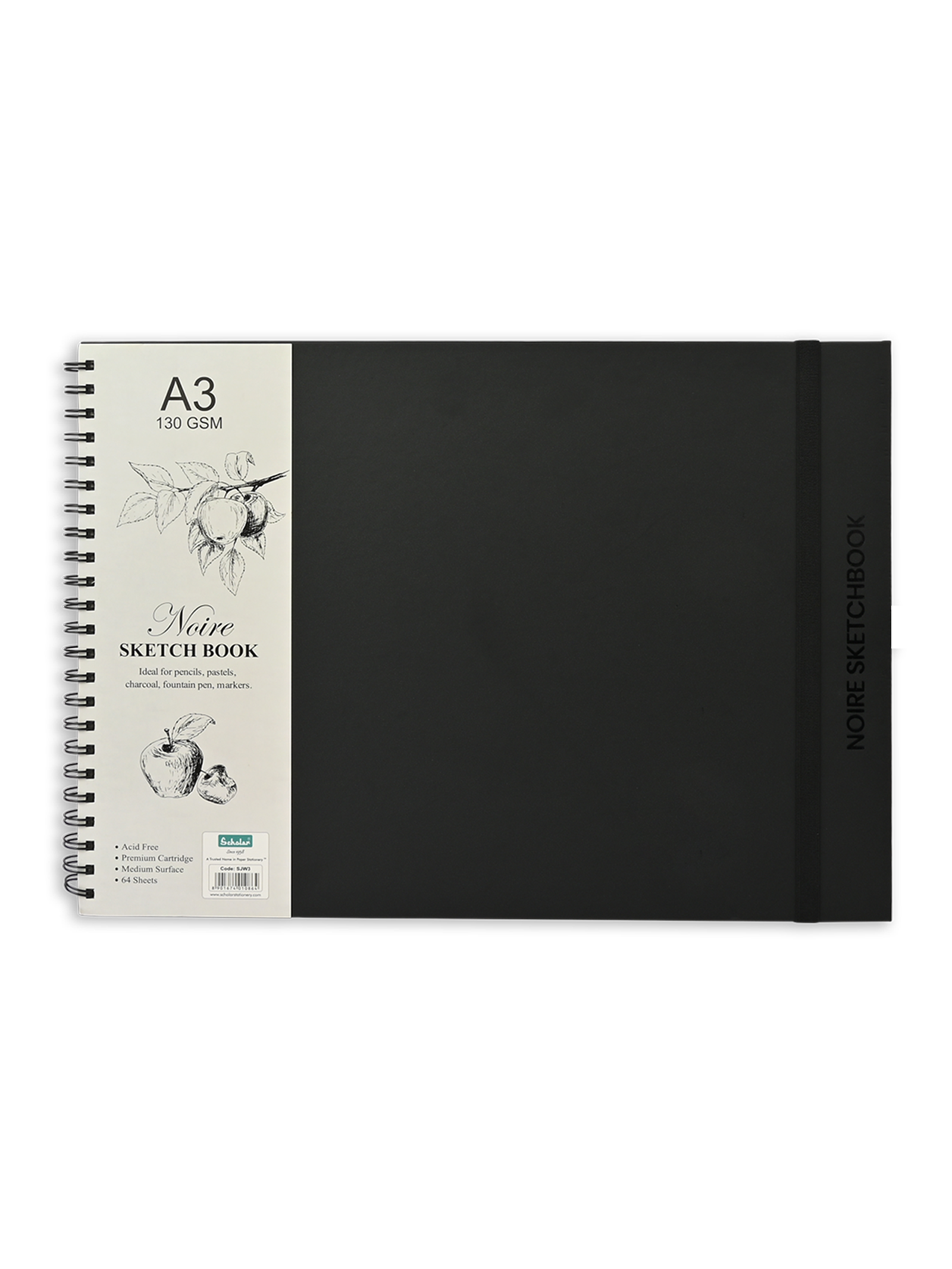 130 Gsm Noire Sketch Book (64 Sheets) (SJW)