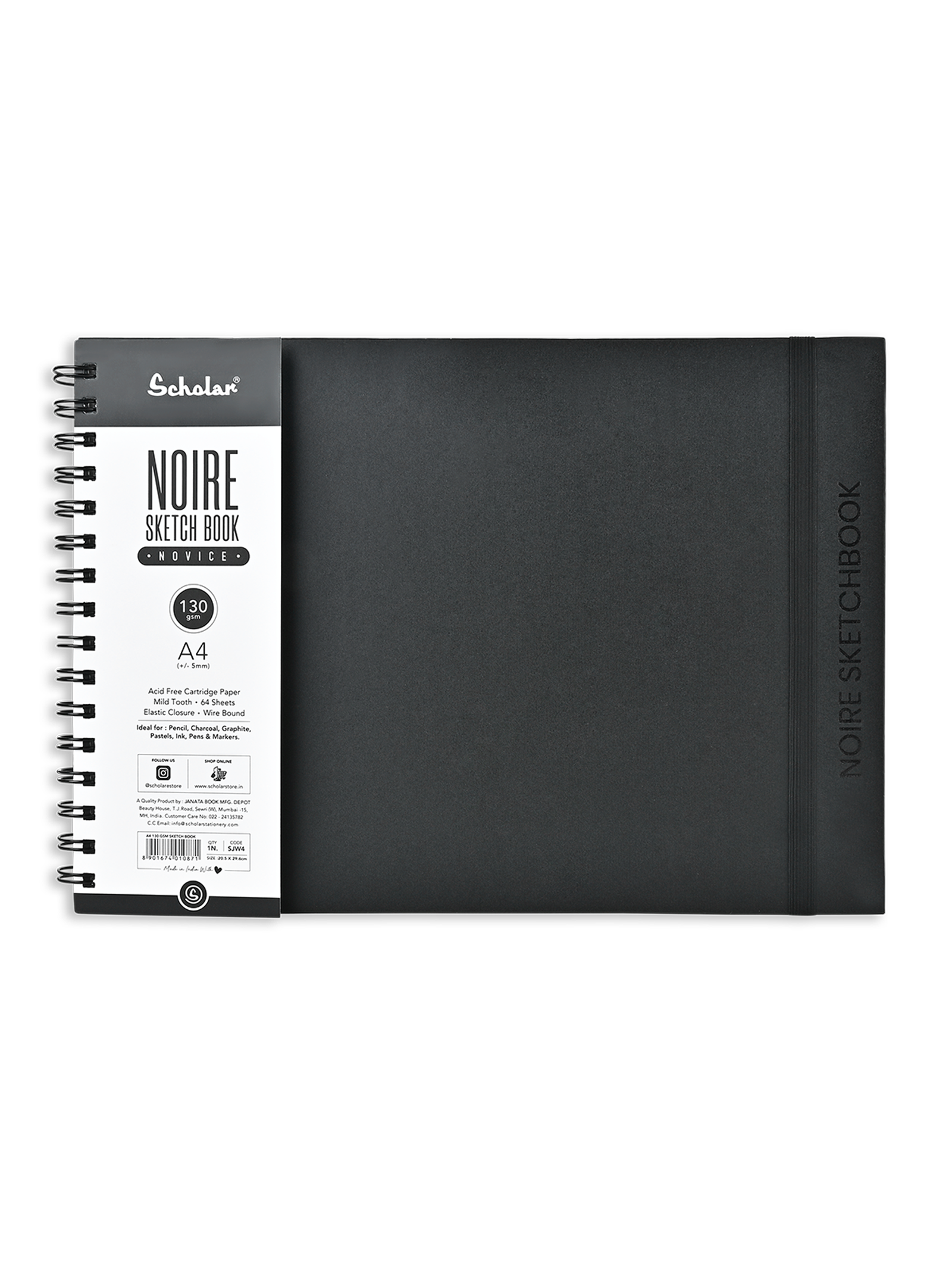 130 Gsm Noire Sketch Book (64 Sheets) (SJW)