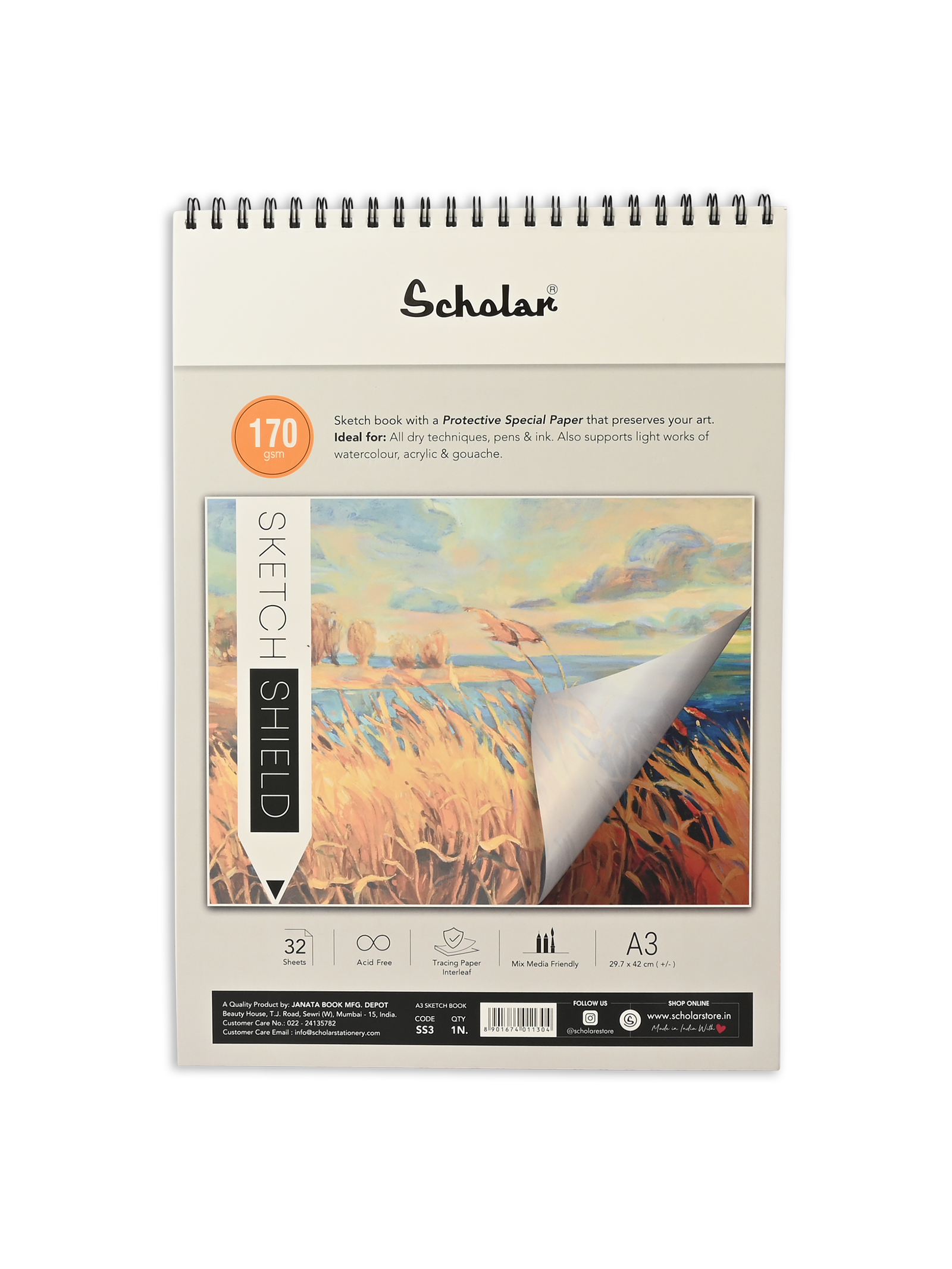 170 Gsm Sketch Shield (32 Sheets) (SS)