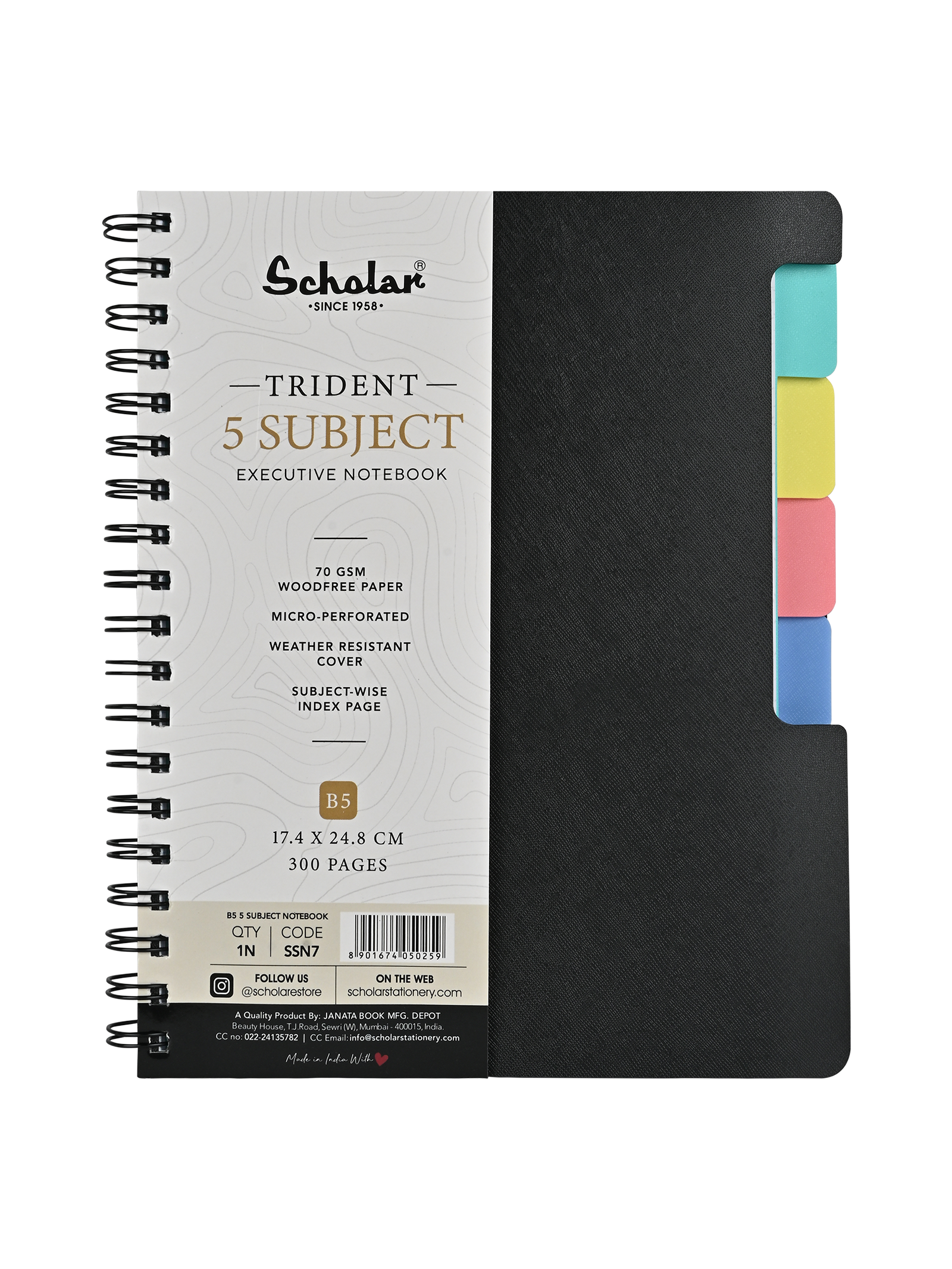 Scholar Trident Five Subject Notebook (SSN)