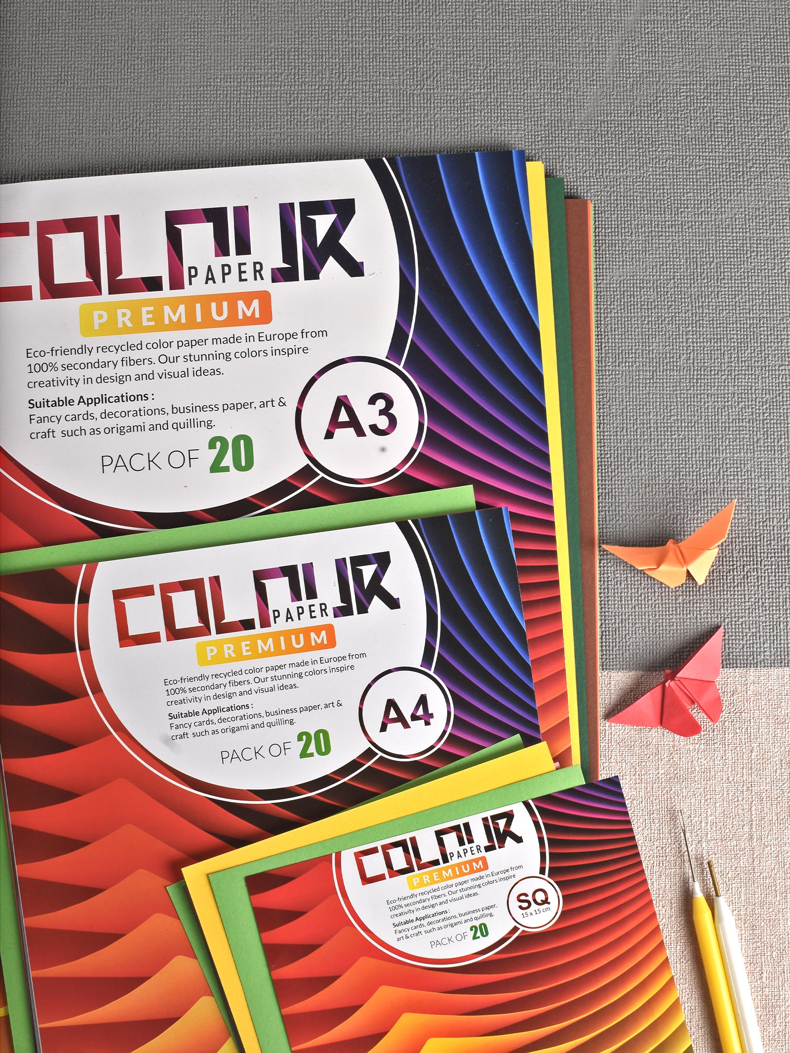 120 Gsm Colour Paper Sheets - 10 Shades (20 Sheets) (100% Recycled) (CPLT)