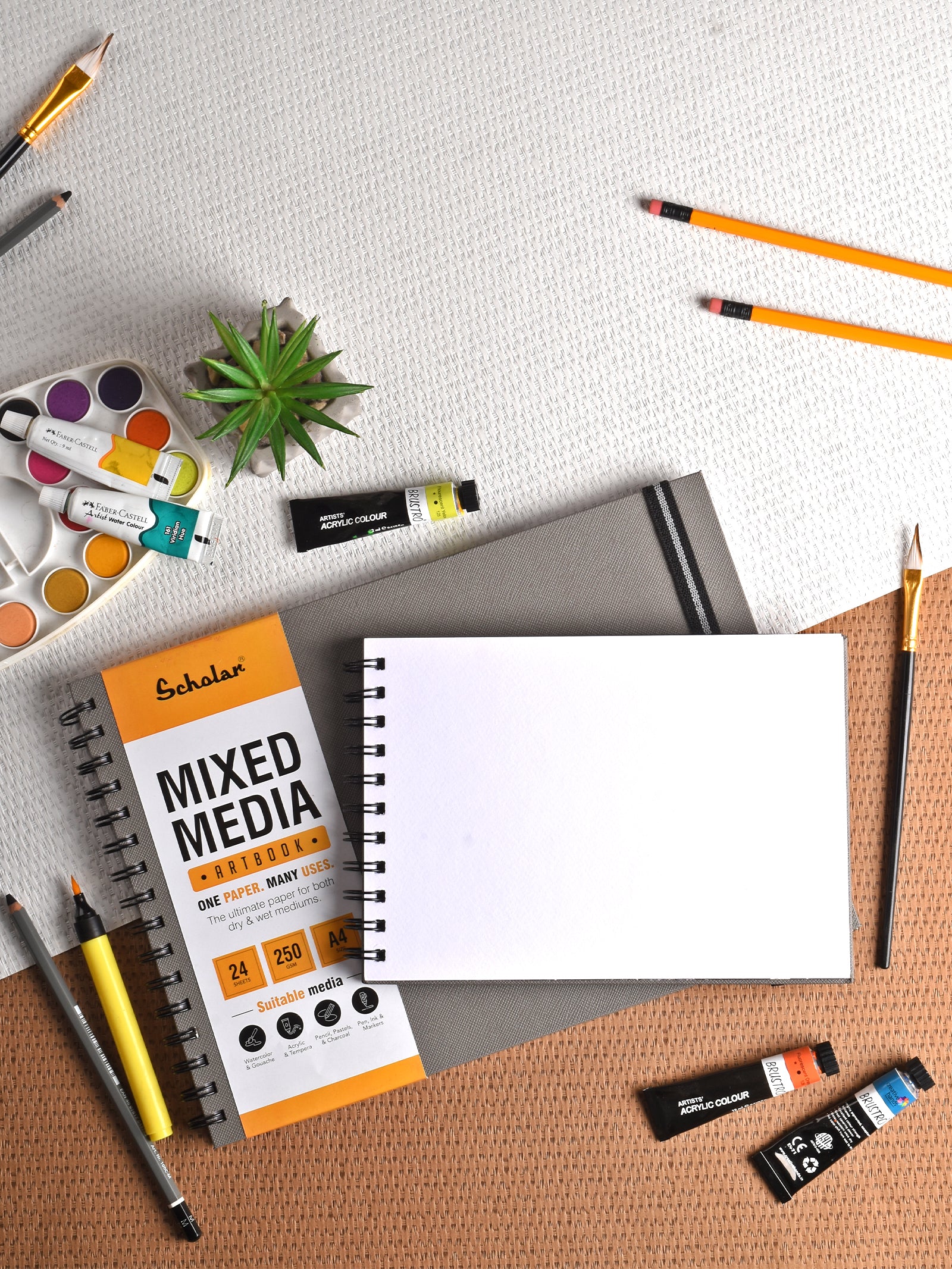 250 Gsm Mixed Media Paper Journal - Cold Pressed (24 Sheets) (MMJ)