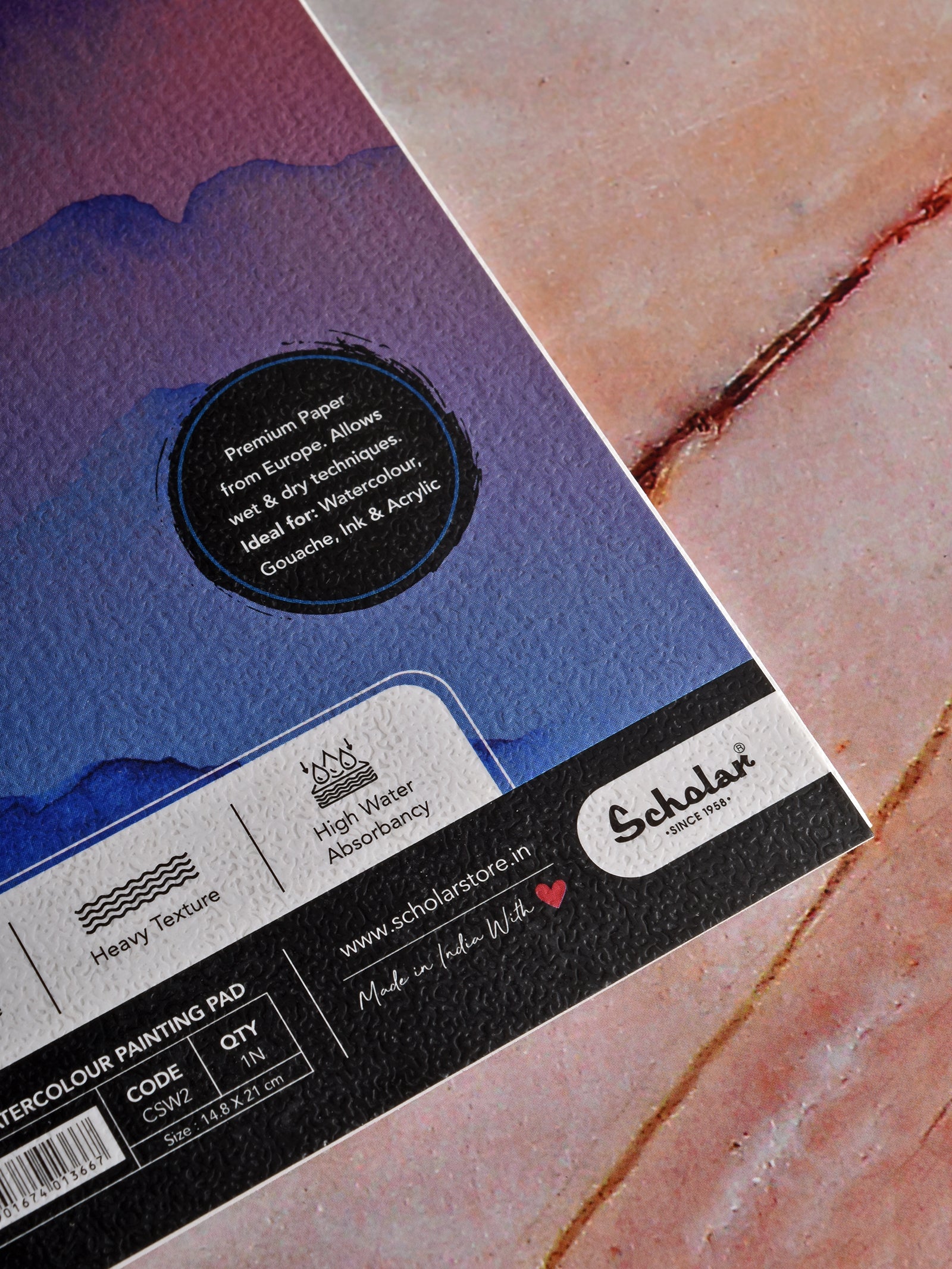 200 Gsm Watercolour Cold Pressed Paper Pads - Wire Bound (Heavy Texture) (20 Sheets) (CSW)