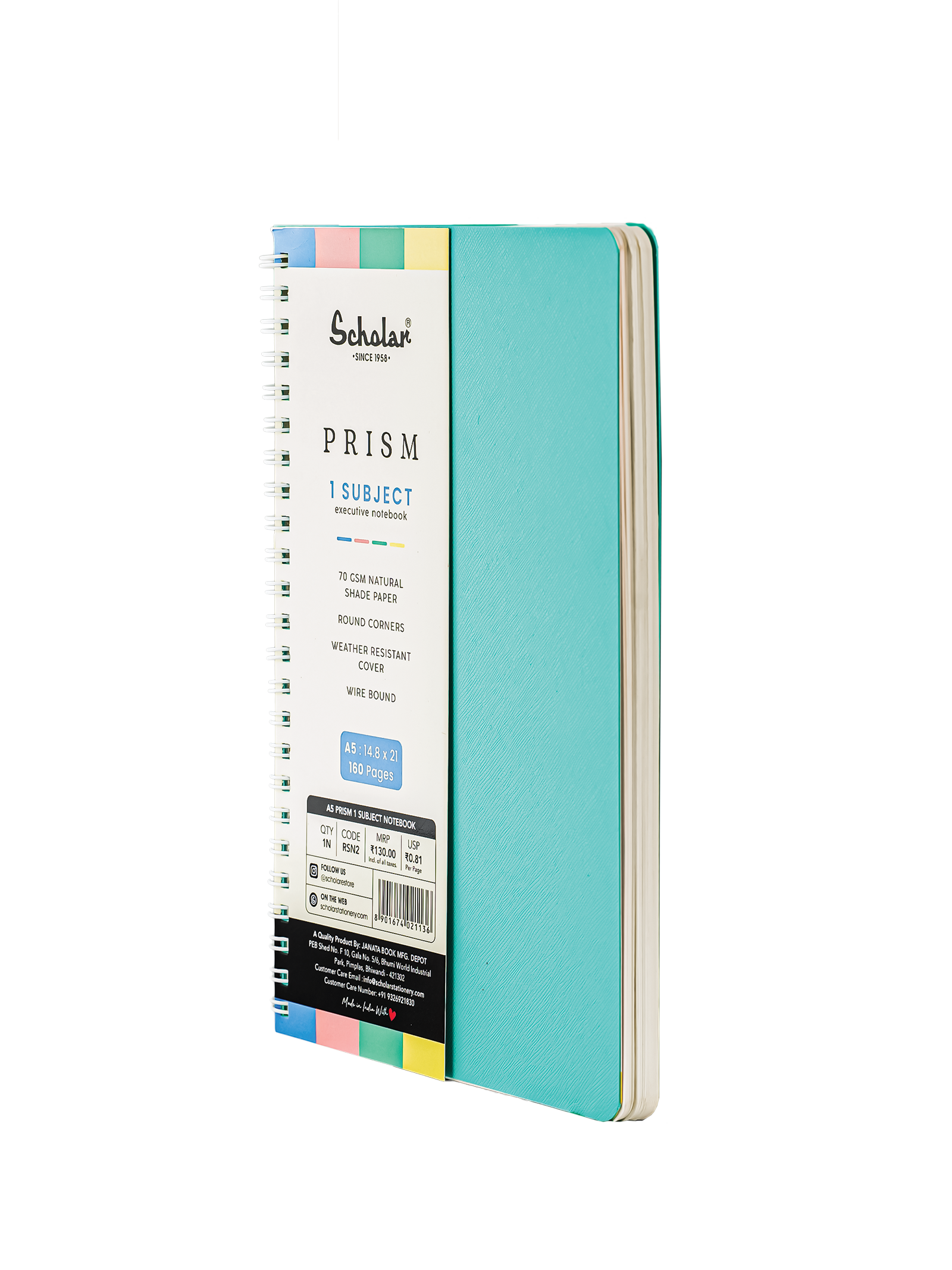 Scholar Prism One Subject Notebook - Mint Green (RSN)