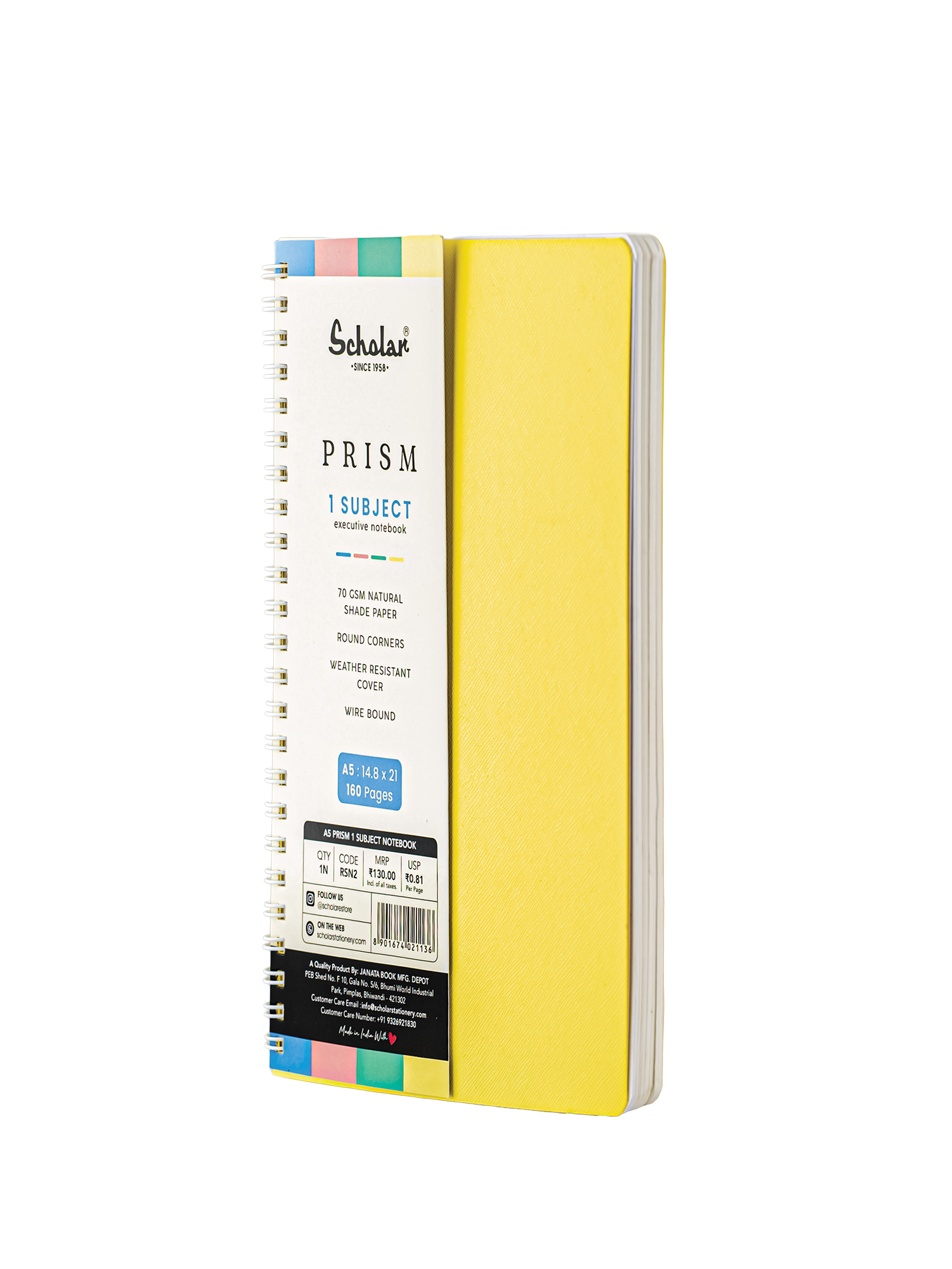 Scholar Prism One Subject Notebook - Yellow (RSN)
