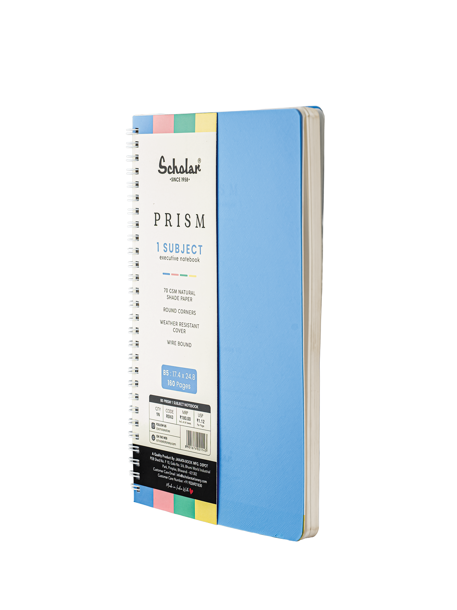 Scholar Prism One Subject Notebook - Sky Blue (RSN)