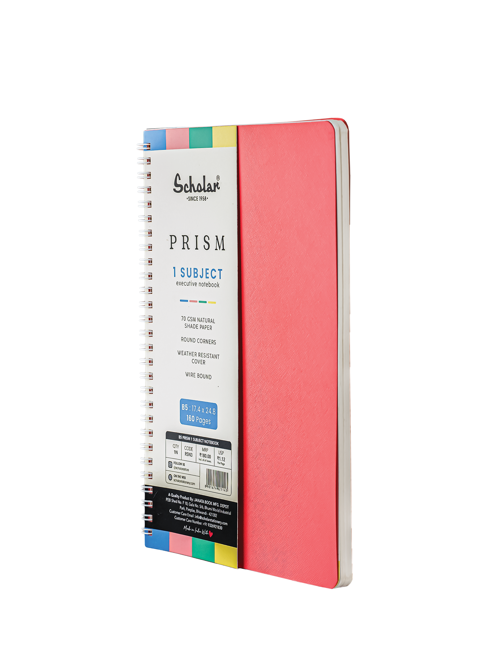 Scholar Prism One Subject Notebook - Pink (RSN)