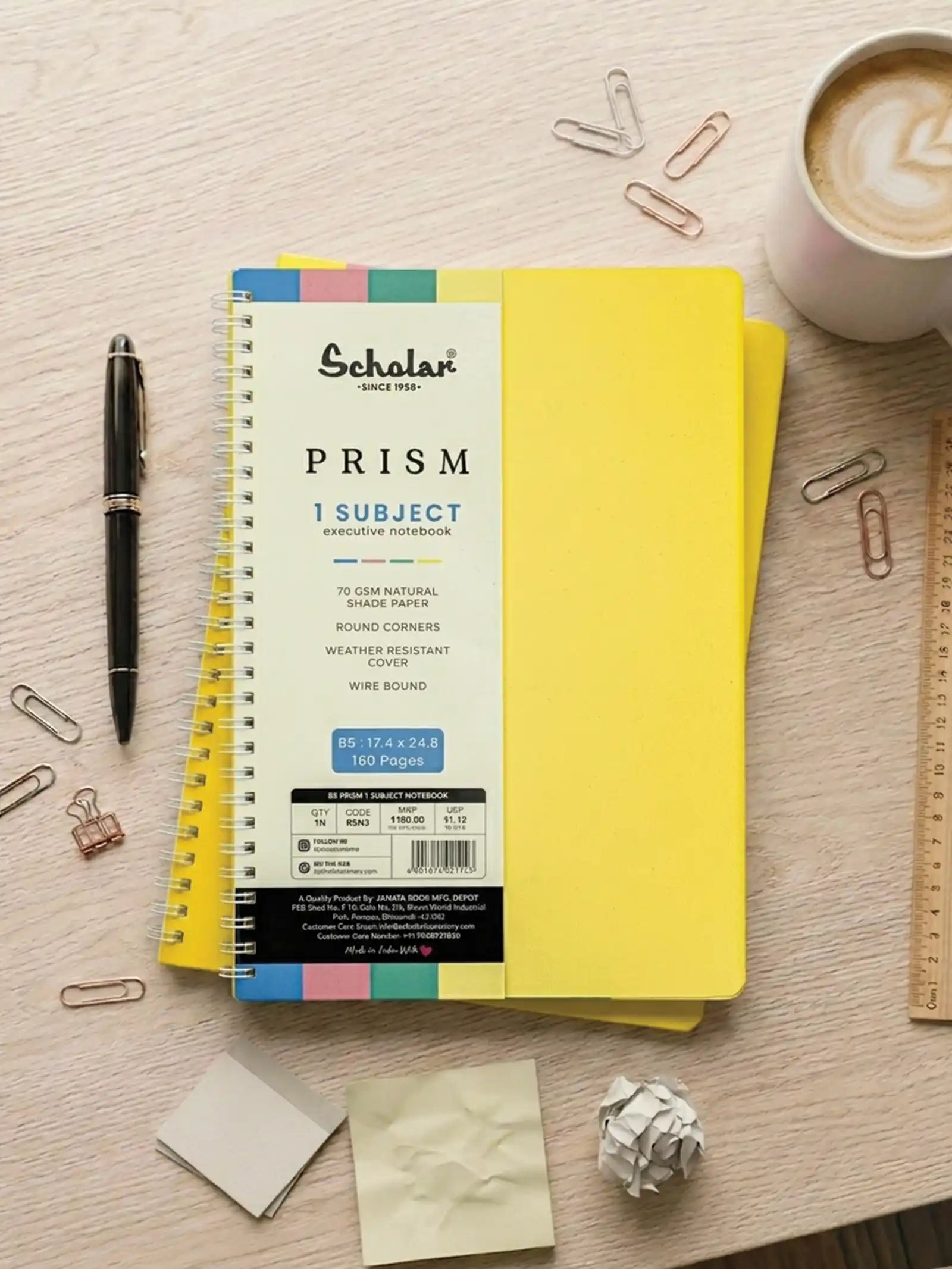 Scholar Prism One Subject Notebook - Yellow (RSN)