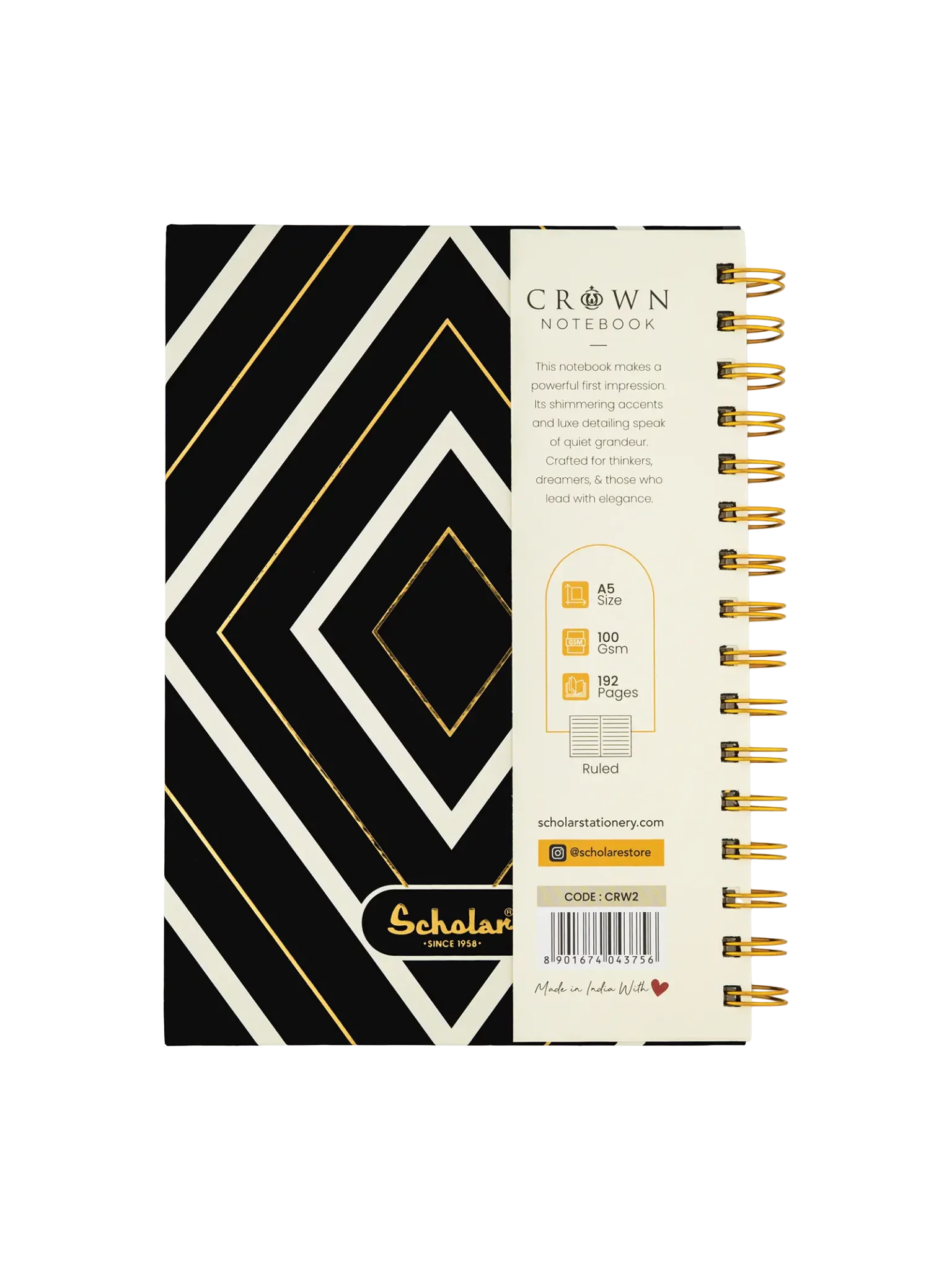Scholar 192 Pages Ruled Notebook – Crown (CRW) - Design D
