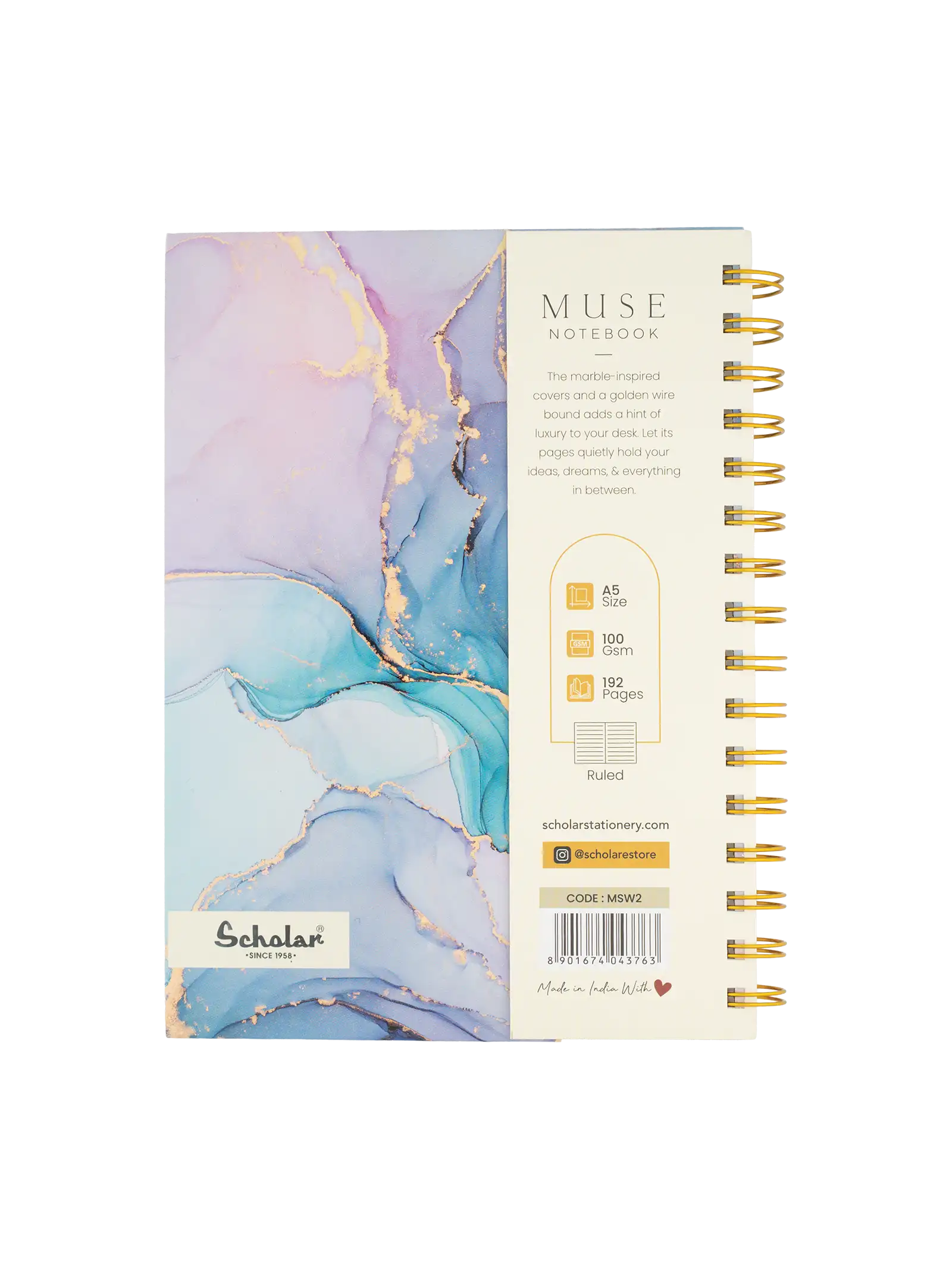 Scholar 192 Pages Ruled Notebook – Muse (MSW) Design A