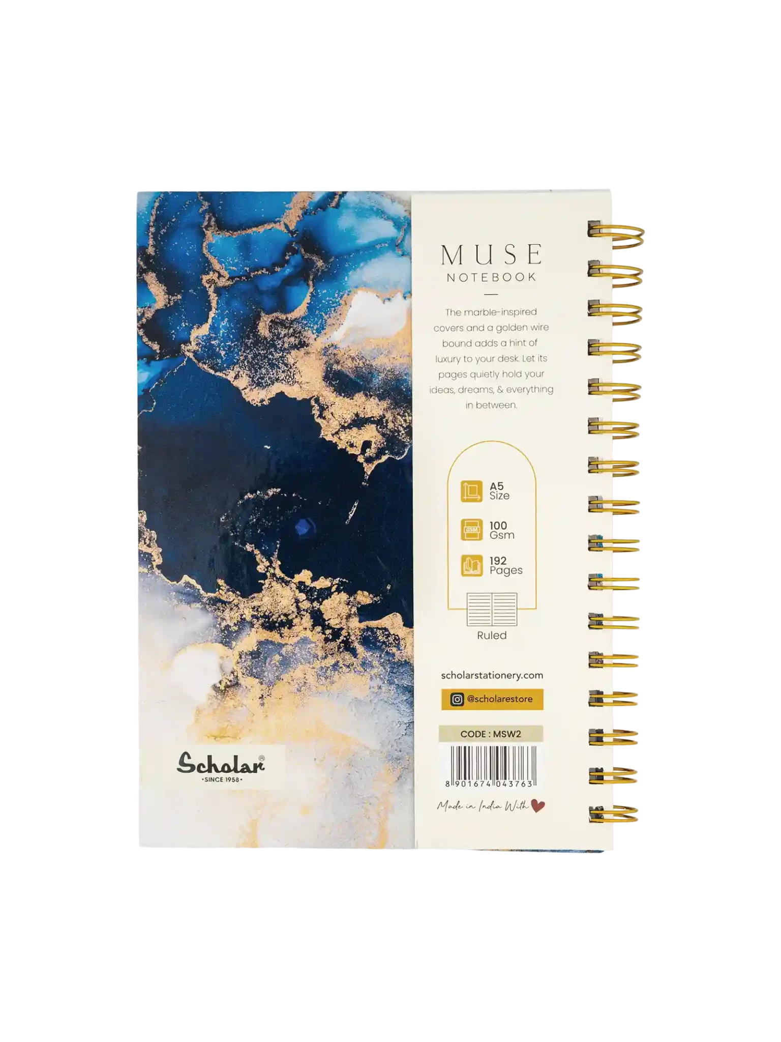 Scholar 192 Pages Ruled Notebook – Muse (MSW) Design B