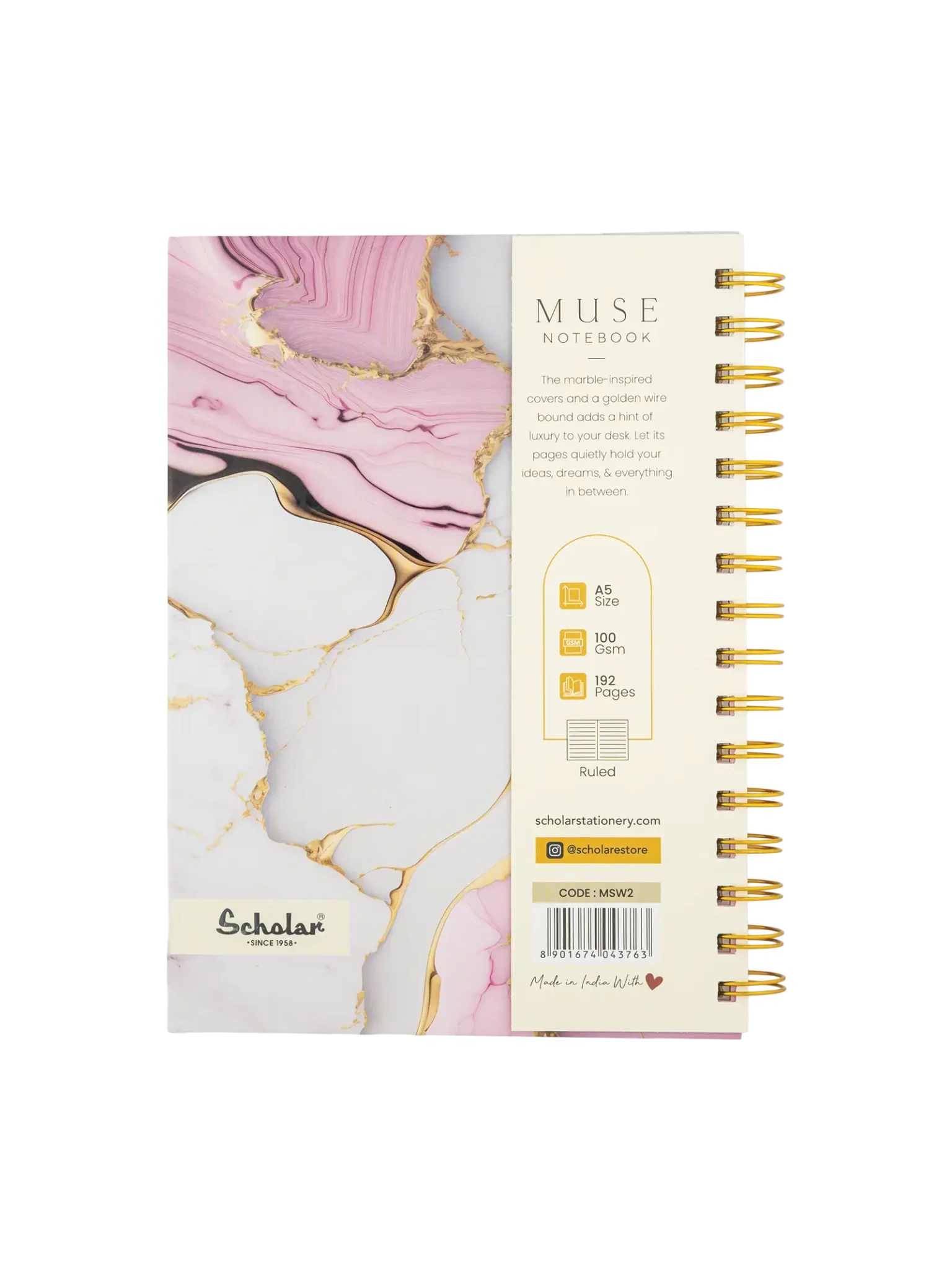 Scholar 192 Pages Ruled Notebook – Muse (MSW) Design D