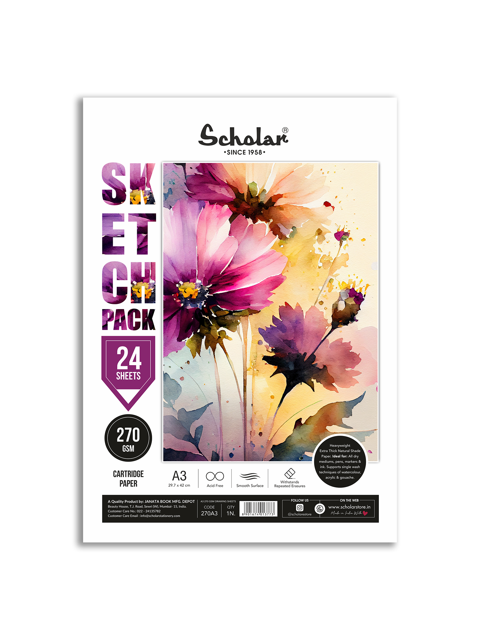 270 Gsm Cartridge Paper - Loose Sheets (270)