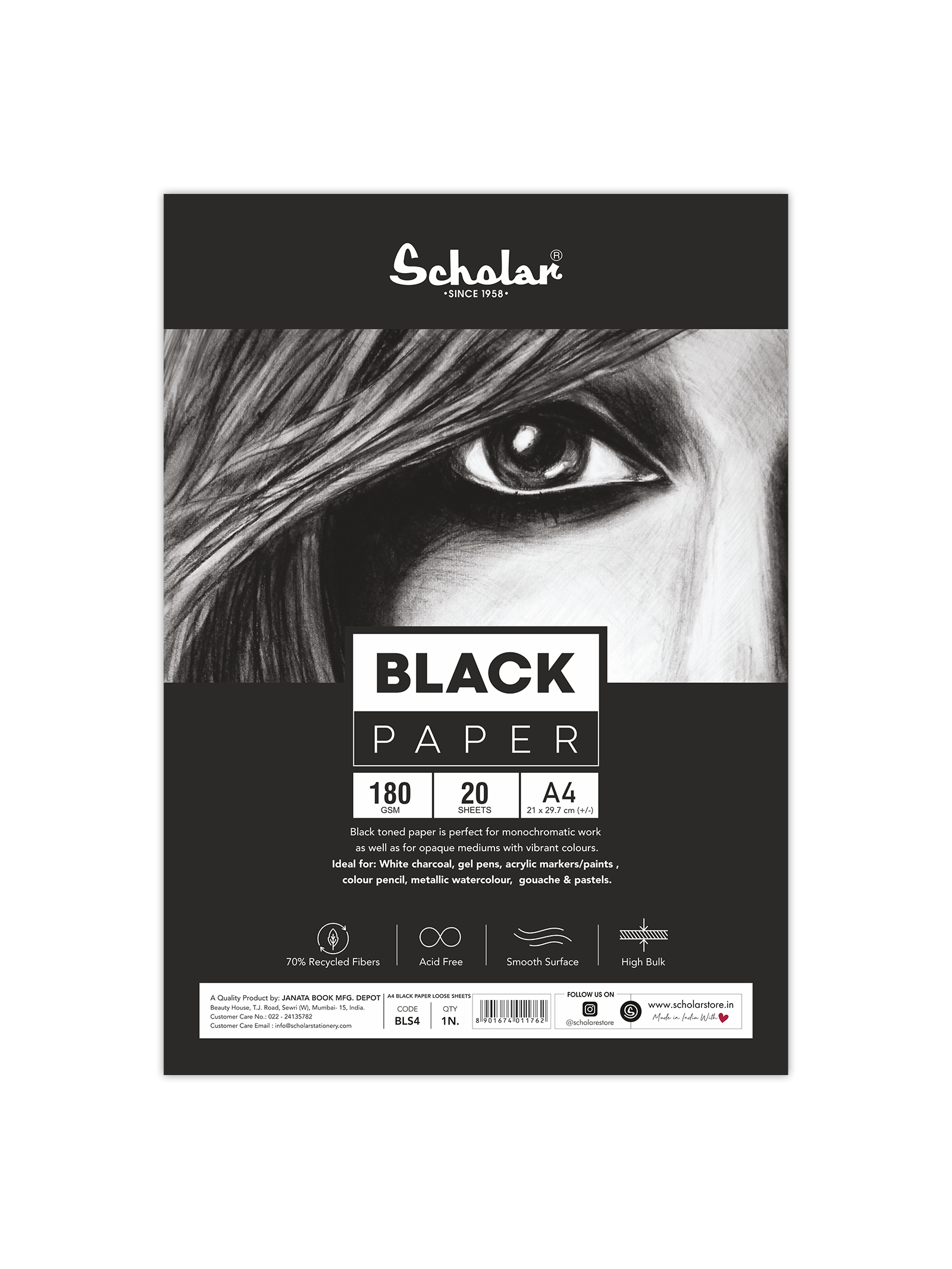 180 Gsm Black Paper - Loose Sheets (BLS)