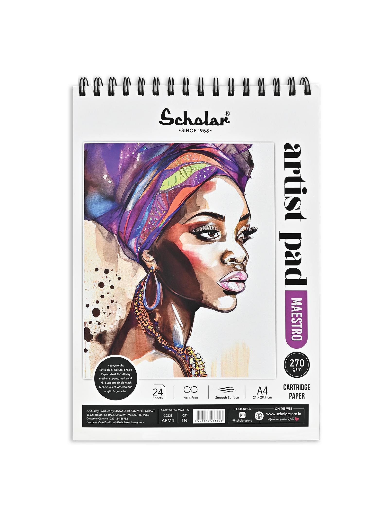 270 Gsm Artist Pad - Maestro (24 Sheets) (APM) (Copy)