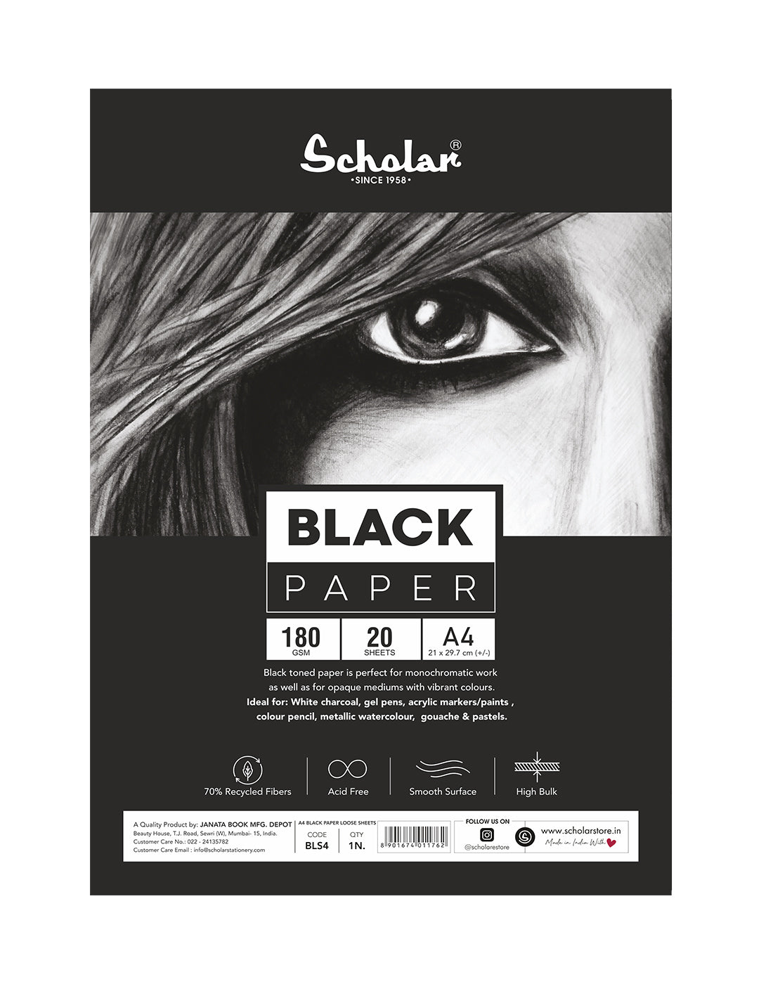 180 Gsm Black Paper - Loose Sheets (BLS)