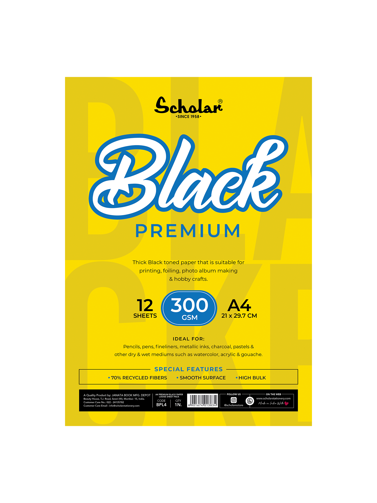 300 Gsm Black Paper - Loose Sheets (BPL)