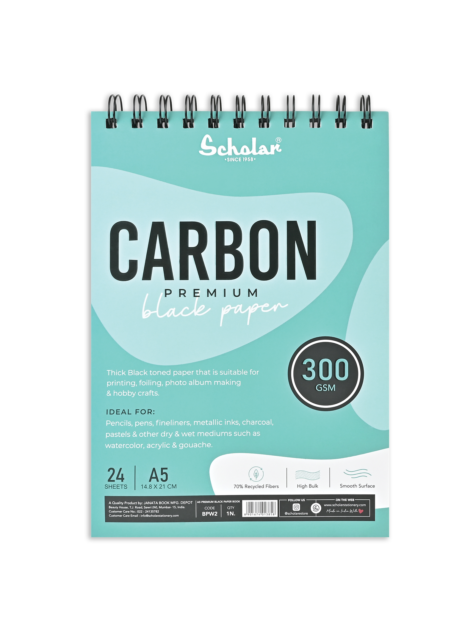 300 Gsm Premium Black Paper Carbon Sketch Pad (24 Sheets) (BPW)