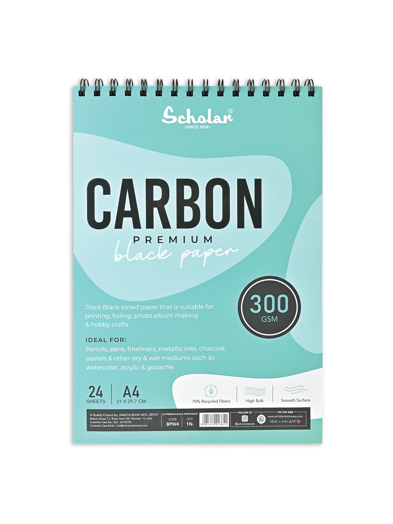 300 Gsm Premium Black Paper Carbon Sketch Pad (24 Sheets) (BPW)