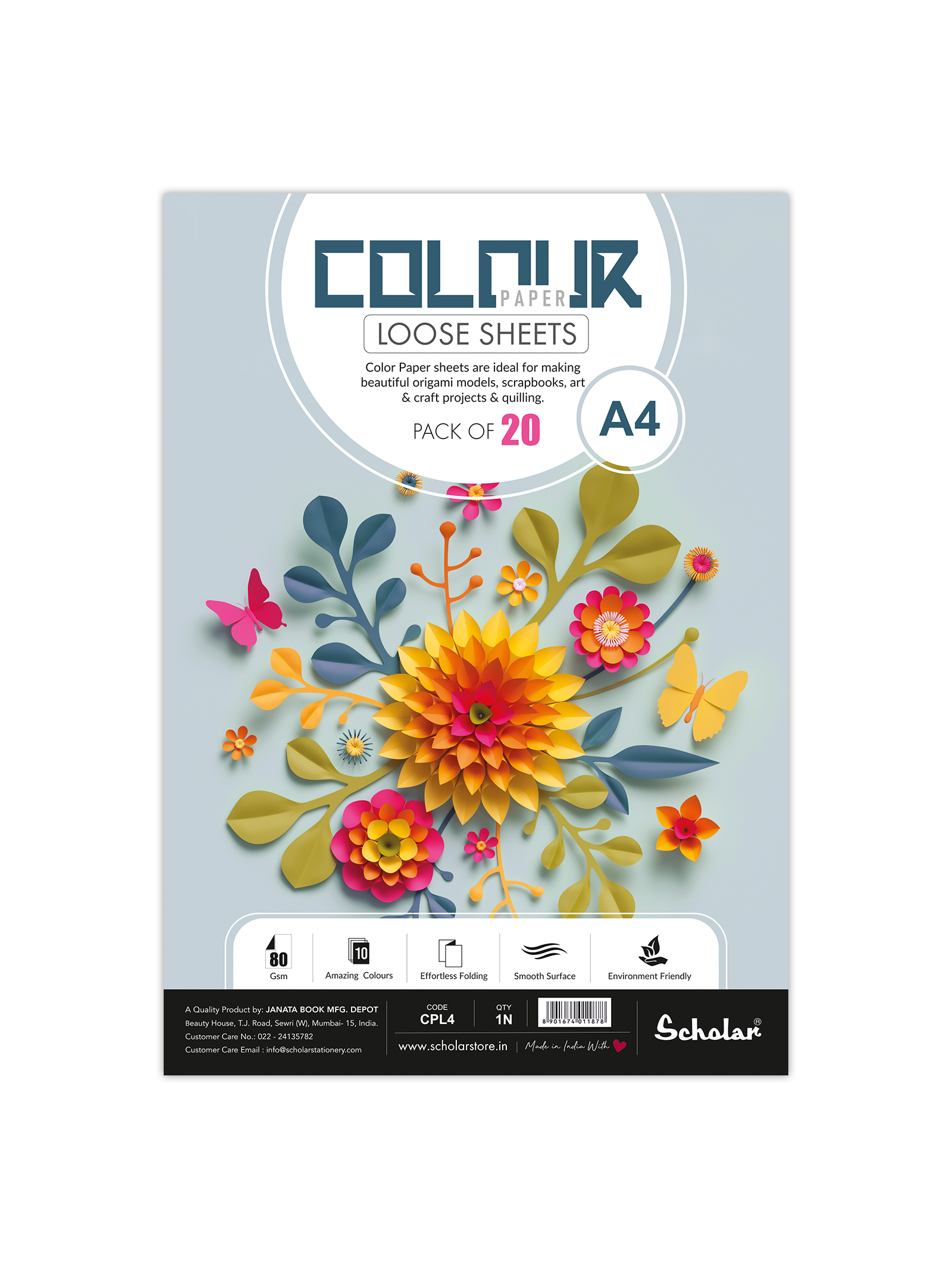 80 Gsm Colour Paper Loose Sheets - 10 Shades (CPL)