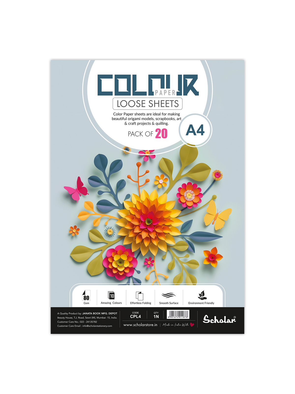 80 Gsm Colour Paper Loose Sheets - 10 Shades (CPL)