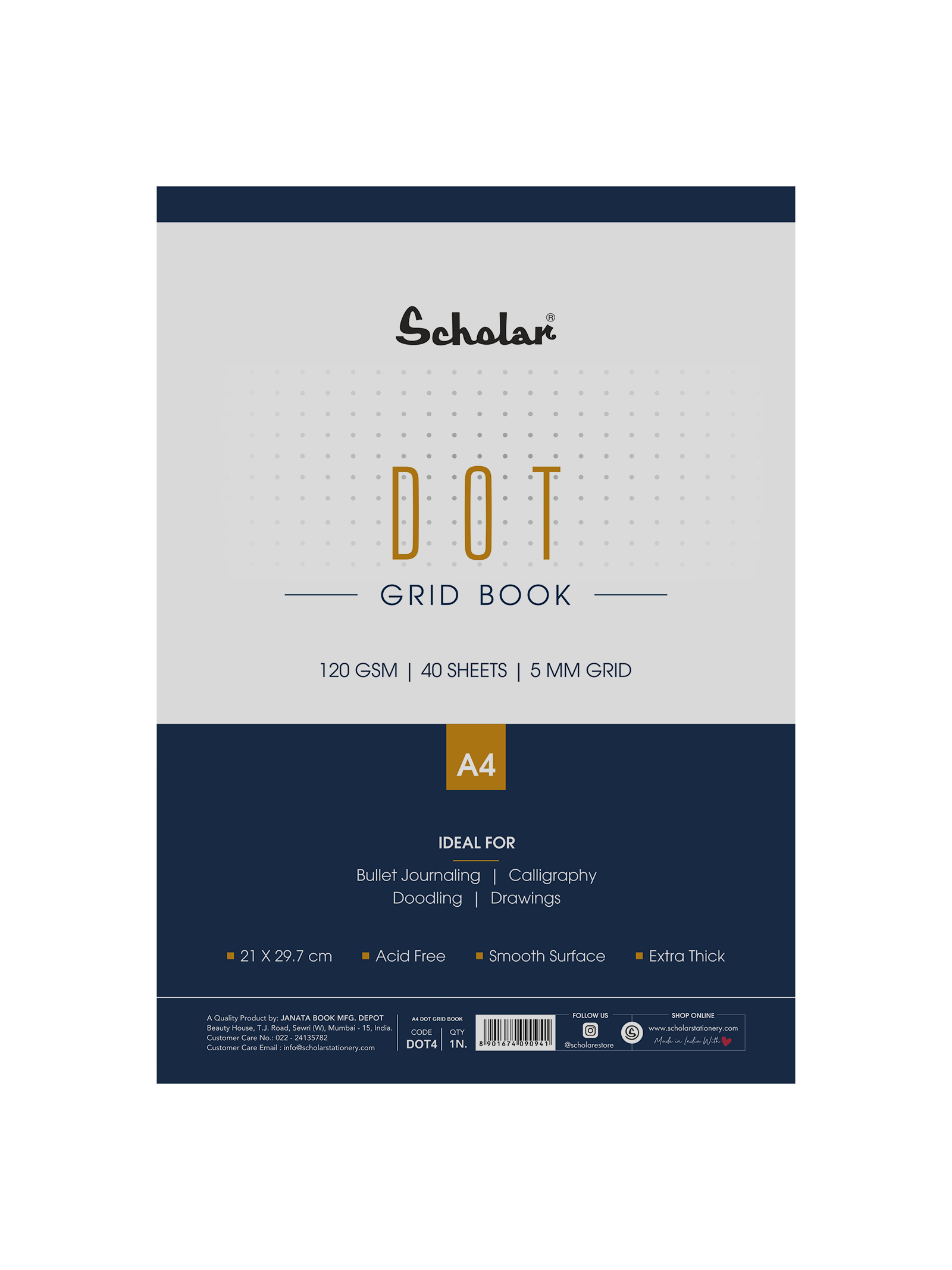 120 Gsm Premium Dot - Grid Book (40 Sheets) (DOT)