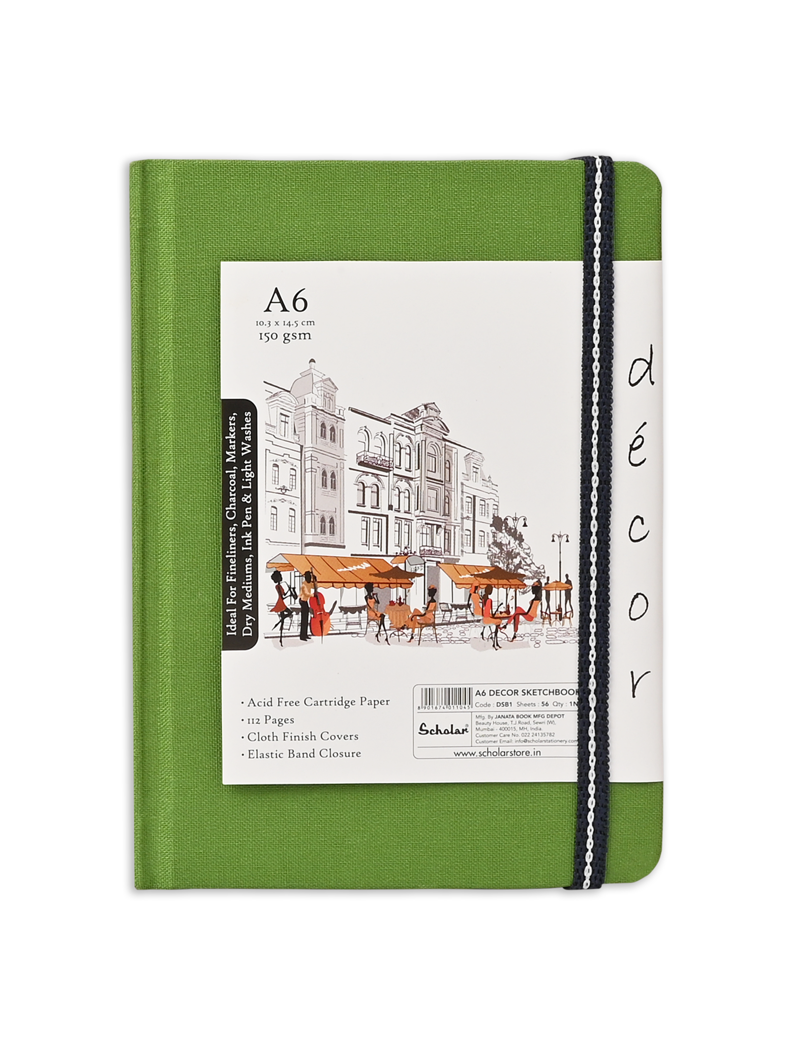 (150 Gsm Decor Sketch Book (56 Sheets) (DSB) - Green
