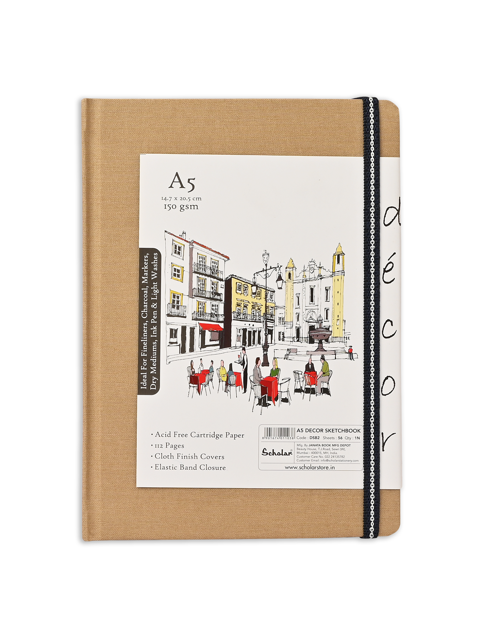 (150 Gsm Decor Sketch Book (56 Sheets) (DSB) - Khakhi