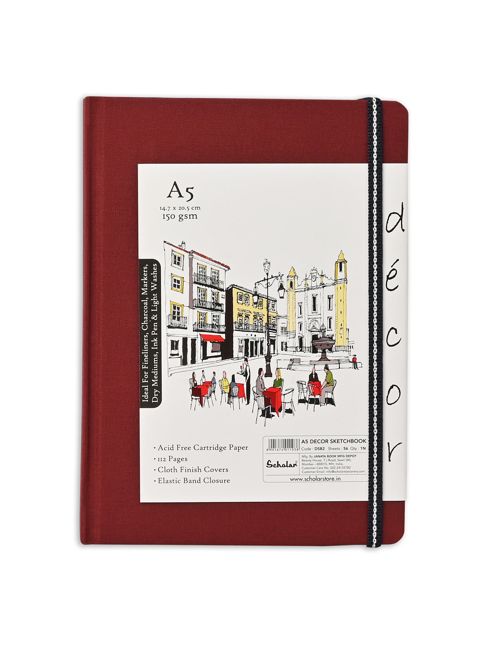 150 Gsm Decor Sketch Book (56 Sheets) (DSB) - Red
