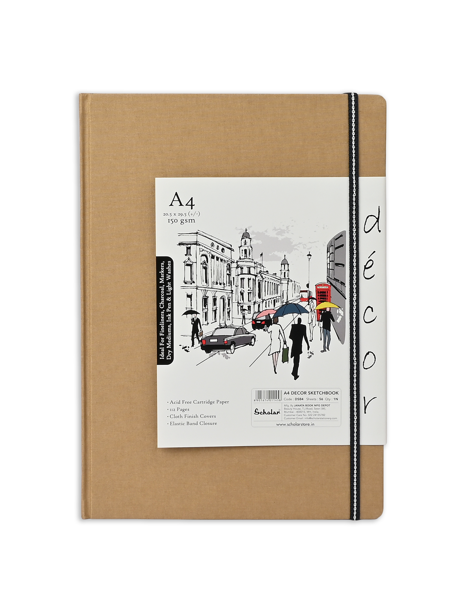 (150 Gsm Decor Sketch Book (56 Sheets) (DSB) - Khakhi